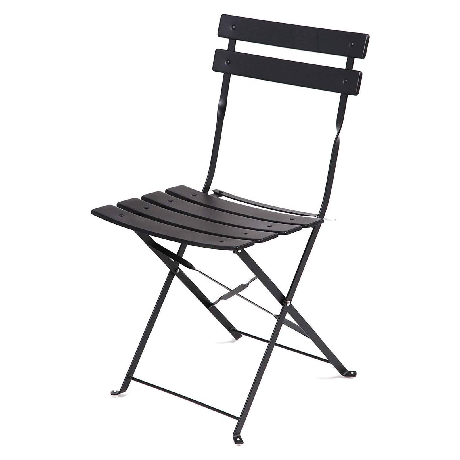 Set da pranzo in acciaio "Giotto" con 2 sedie + tavolo tondo pieghevole