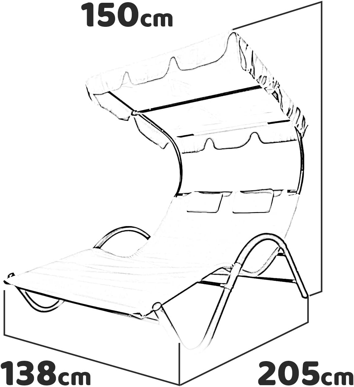 Lettino prendisole matrimoniale "Garden Sun" in acciaio orientabile cm 205x138 150h