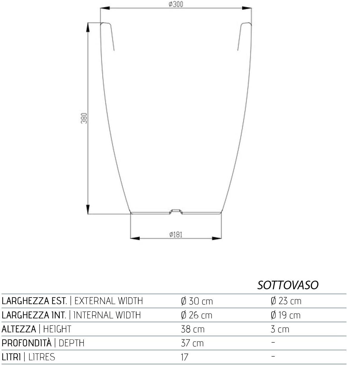 Vaso tondo Adone per interno ed esterno in resina cm 30x30 38h