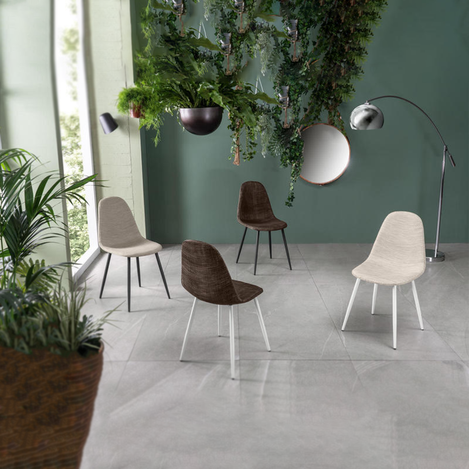 Set di sedie da pranzo in similcuoio "Florida" rattan vintage