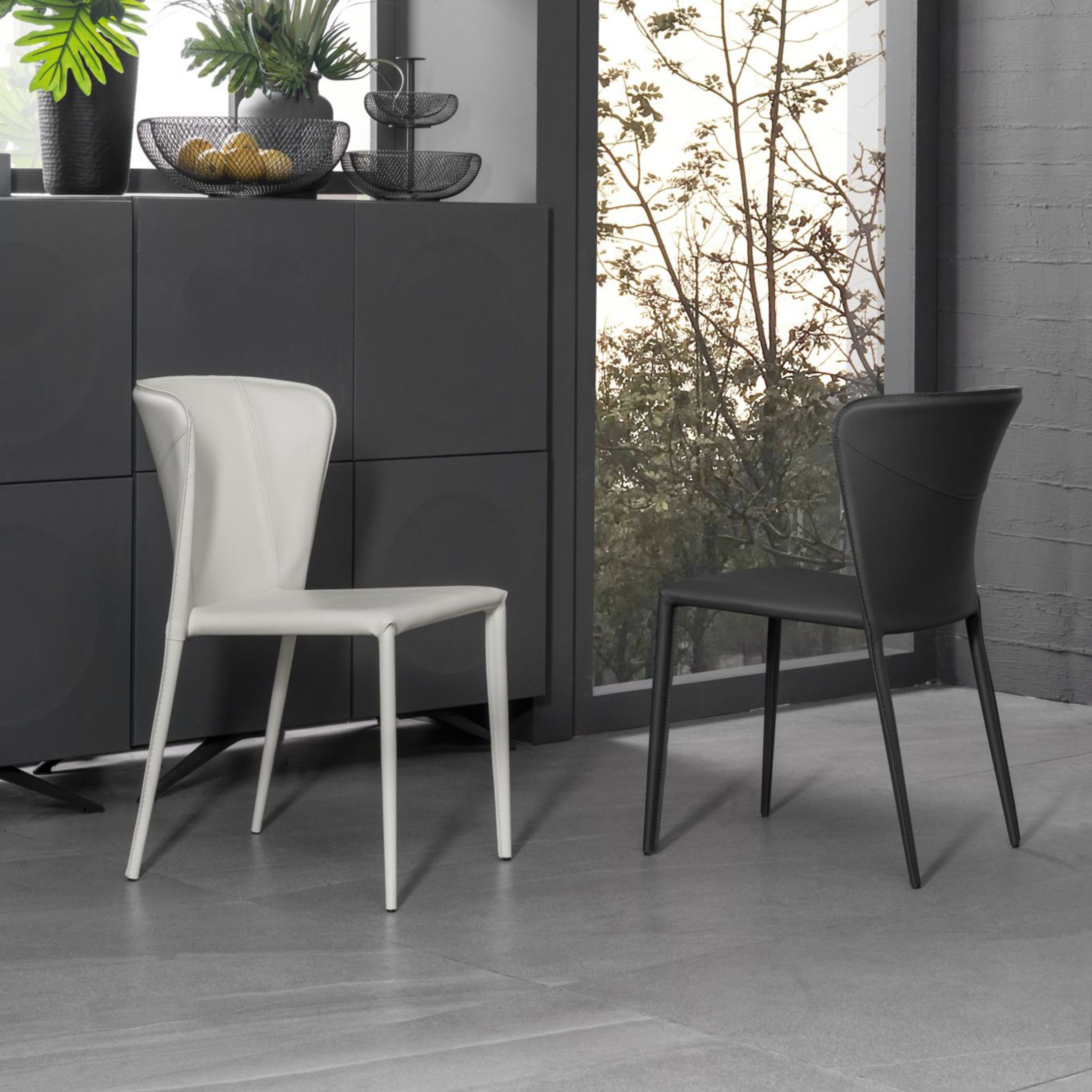 Set di sedie moderne in similcuoio "Glicine" da soggiorno eleganti cm 56x49 82h