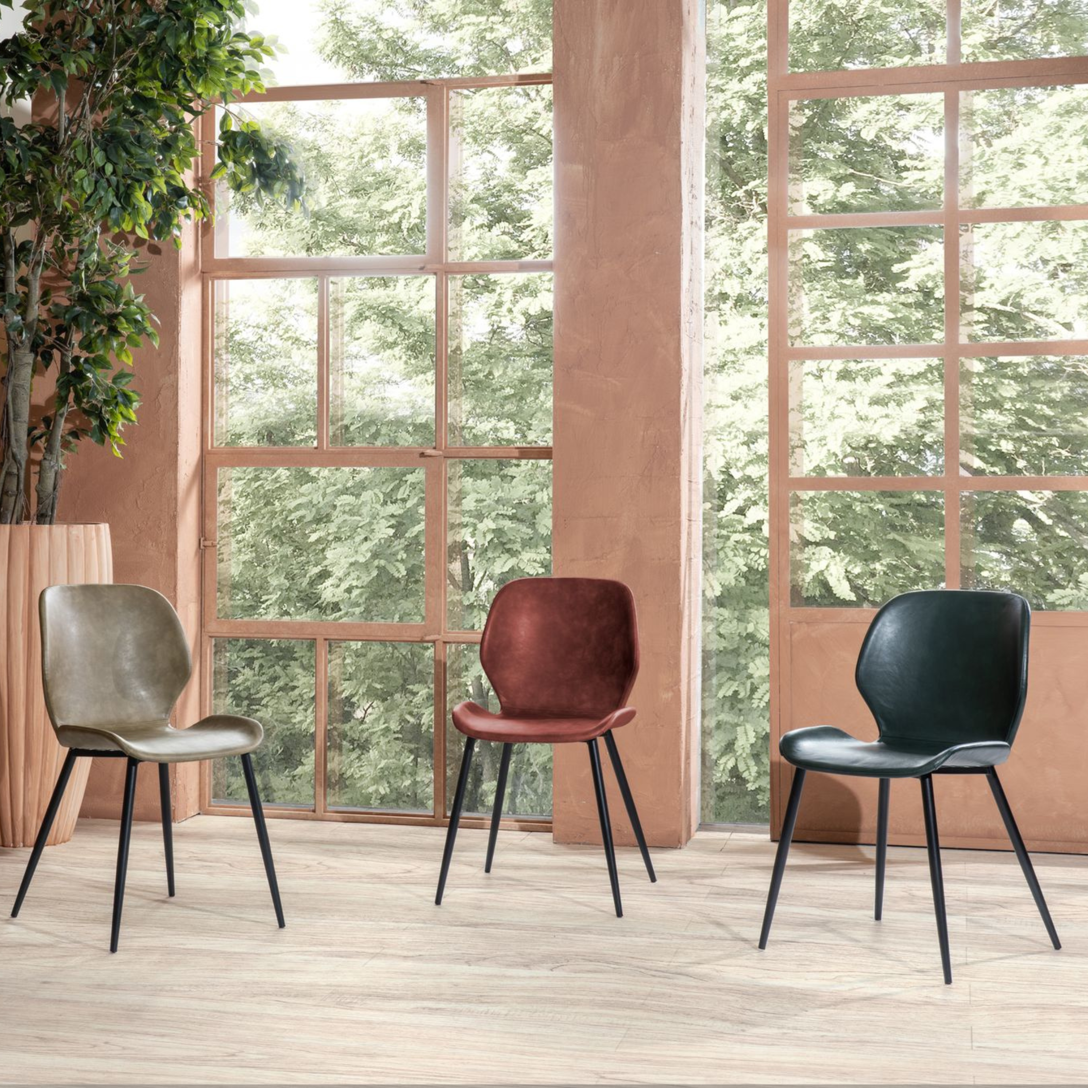 Set di sedie eleganti in similpelle "Liam" soft touch vintage cm 45x55 83h