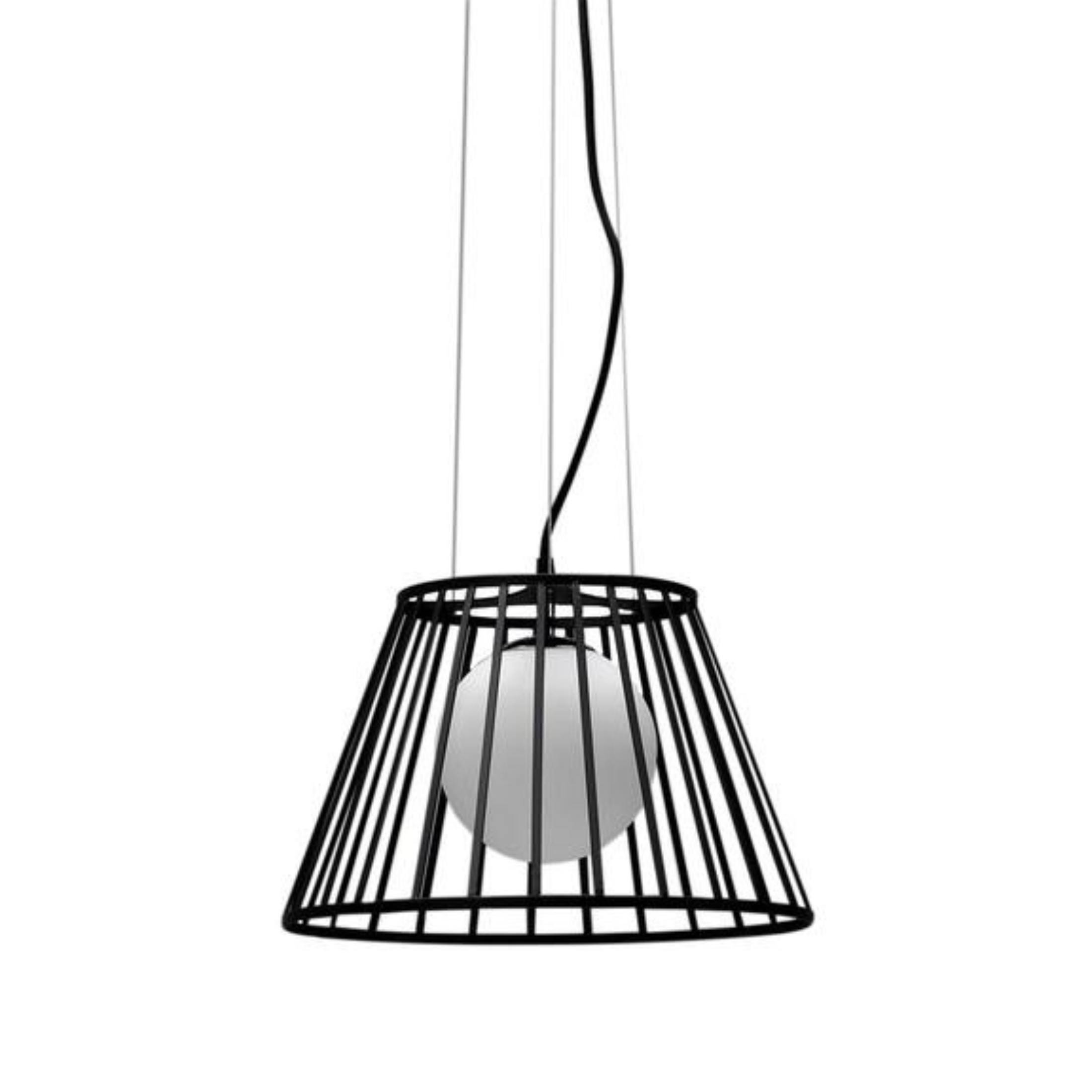 Lampada a sospensione in metallo nero "Antares" cavo regolabile cm 35x35 120h