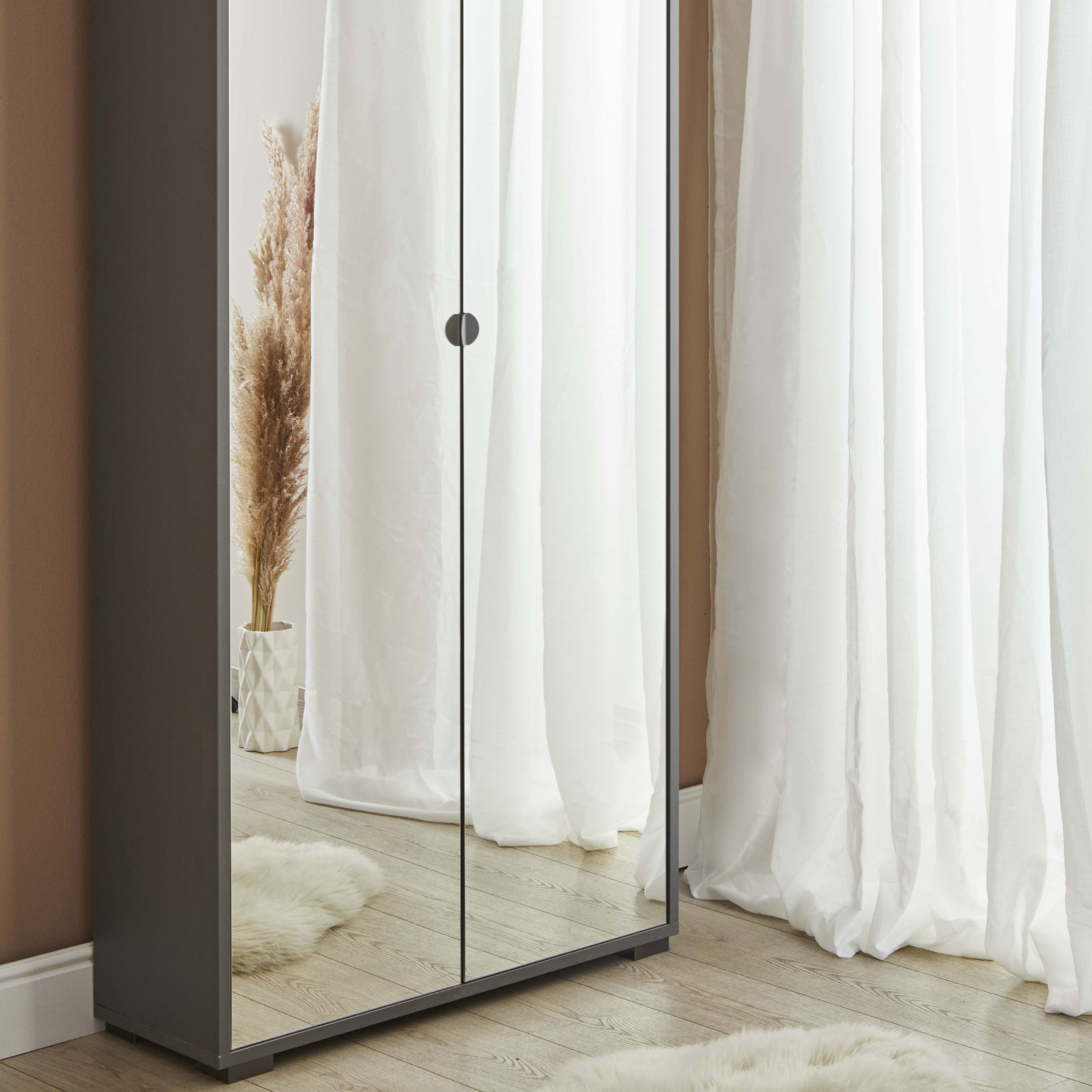 Mobile 2 ante specchiato "Madrid" armadio piedini cromo cm 83x29 190h