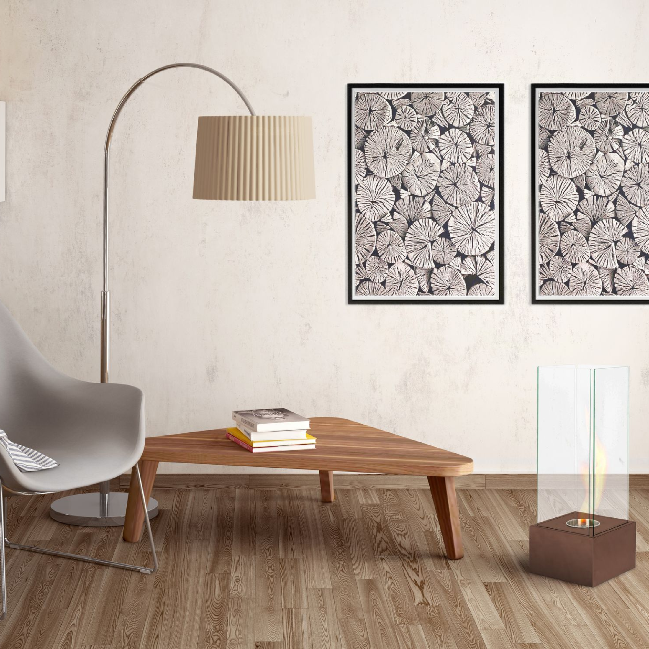 Caminetto bioetanolo "Lisa" da terra in vetro temperato cm 25x25 65h