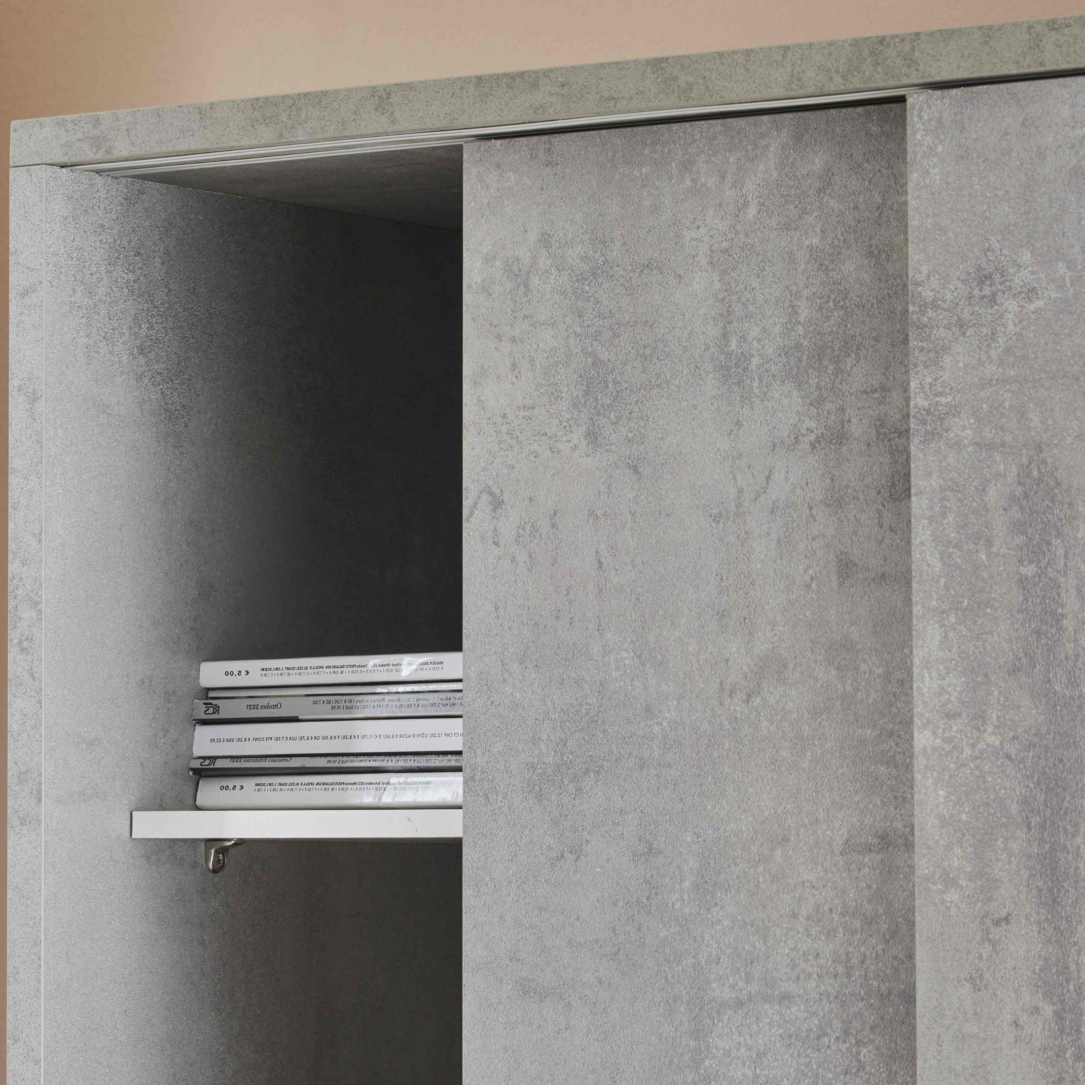 Mobile armadio 2 ante scorrevoli "Rebel" con specchio in legno 8 ripiani cm 82x42 190h