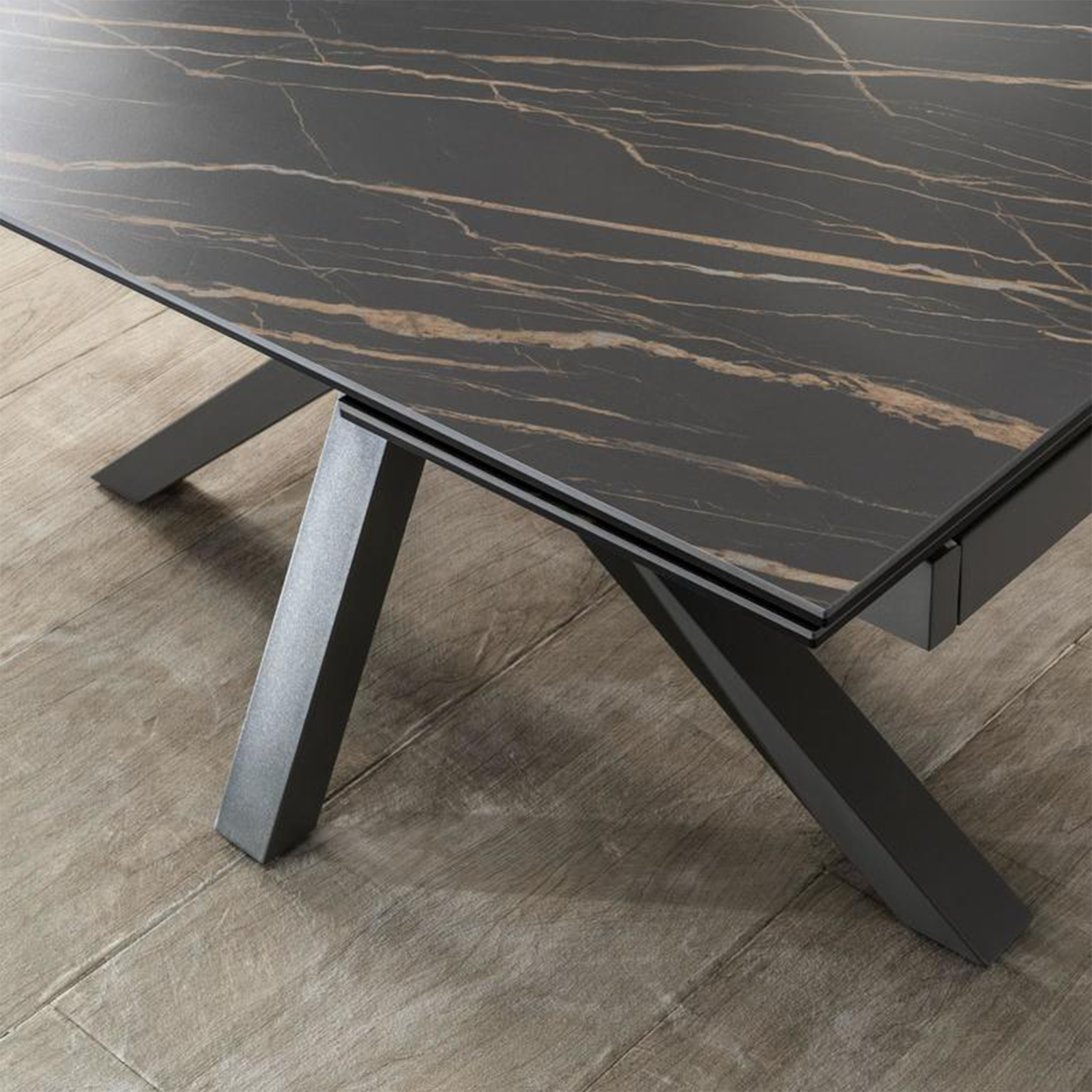 Tavolo allungabile "Daniel" piano su vetro temperato cm 160/240x90 76h