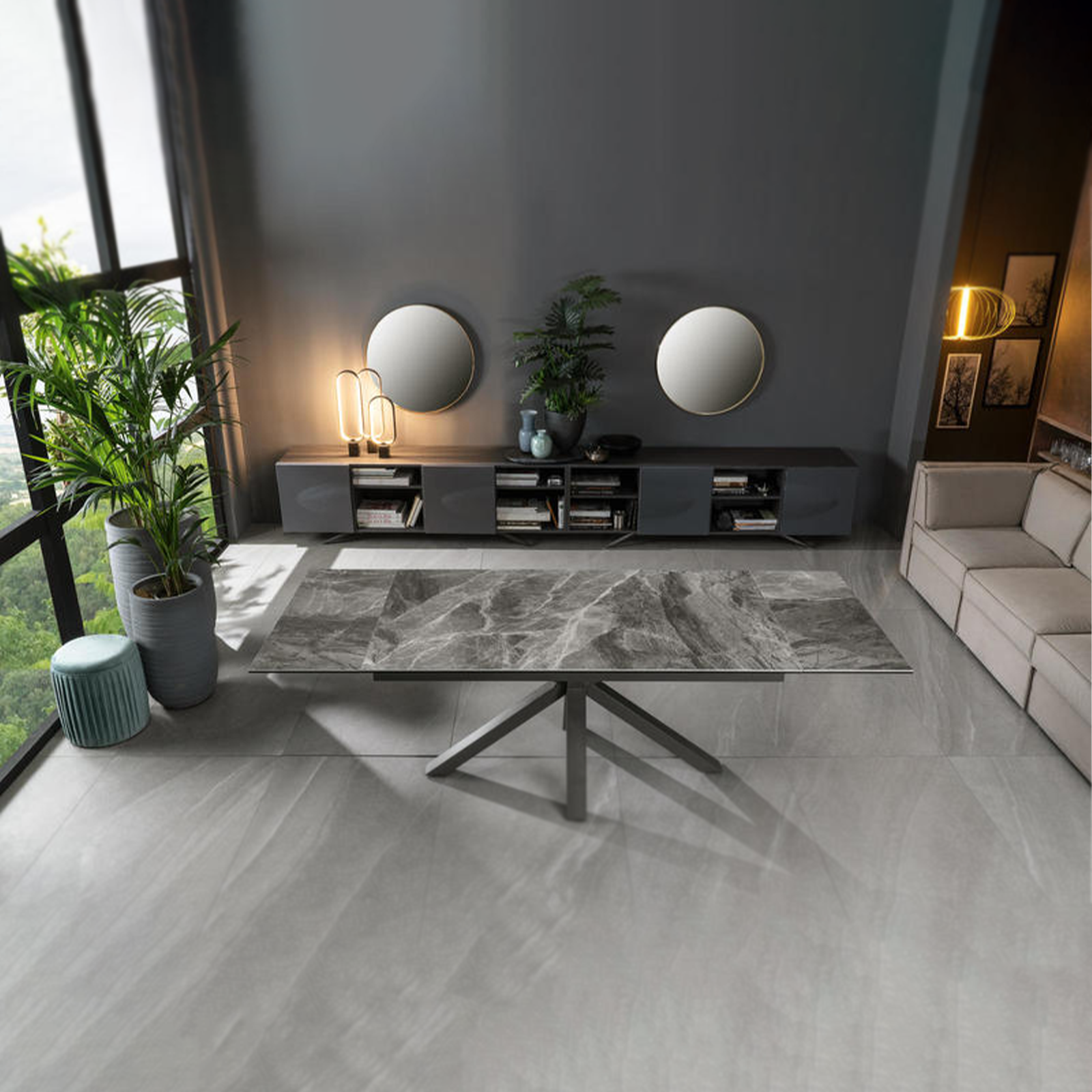 Tavolo allungabile "Daniel" piano su vetro temperato cm 160/240x90 76h