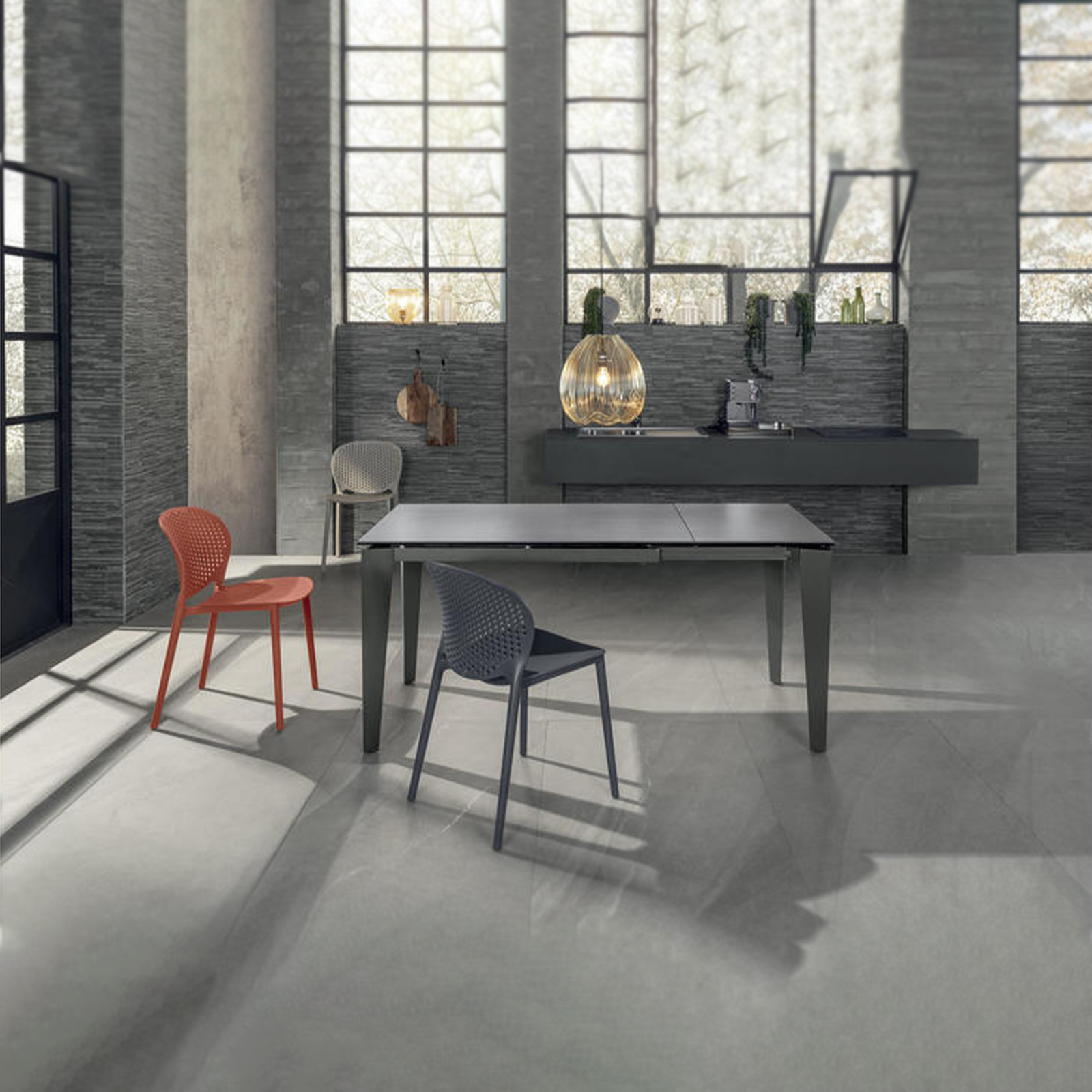 Tavolo moderno allungabile "Fast" con piano in ceramica su vetro temperato