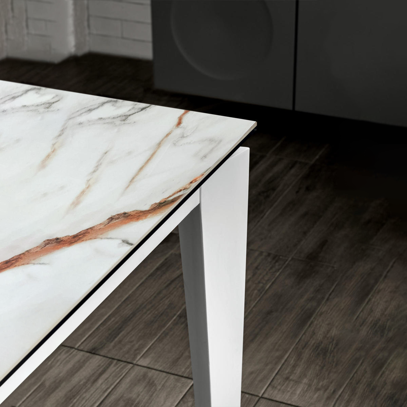 Tavolo moderno allungabile "Fast" con piano in ceramica su vetro temperato