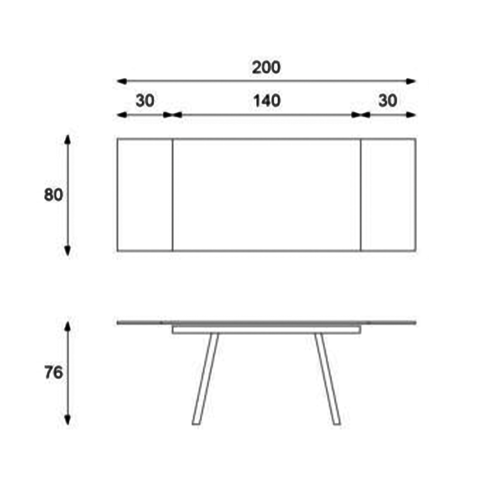 Tavolo allungabile "Zante" piano in pietra effetto marmo cm 200x80 76h