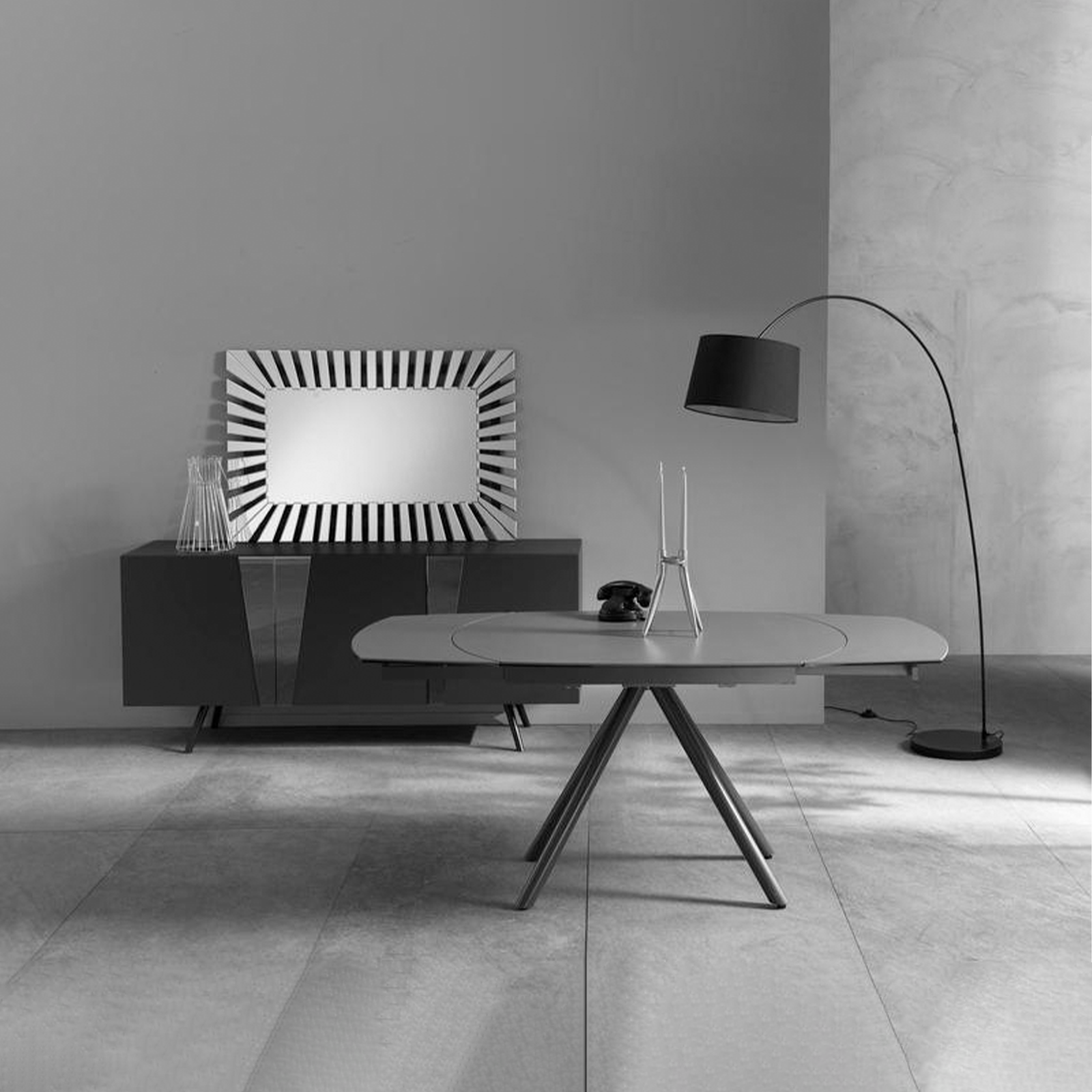 Tavolo allungabile moderno "Atmosphera" con piano in ceramica struttura in metallo verniciato