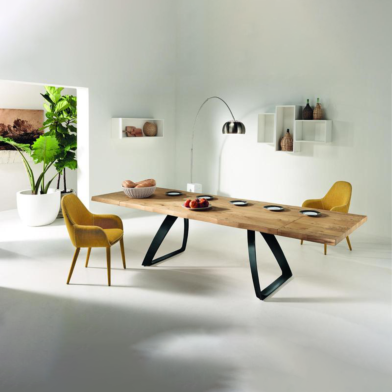 Tavolo fisso "Arthur" piano in legno e gambe in metallo cm 160x90 76h