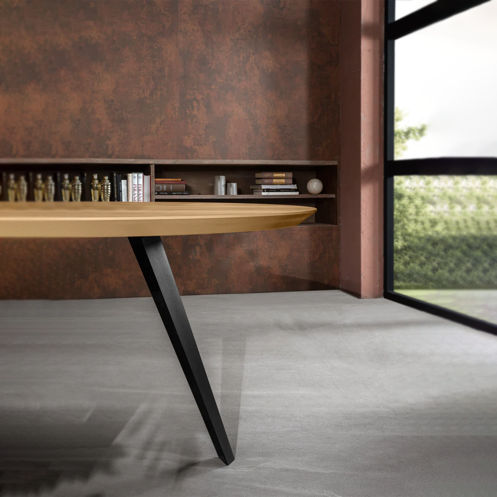 Tavolo tondo in legno "Dorian" gambe in metallo cm 130x130 76h