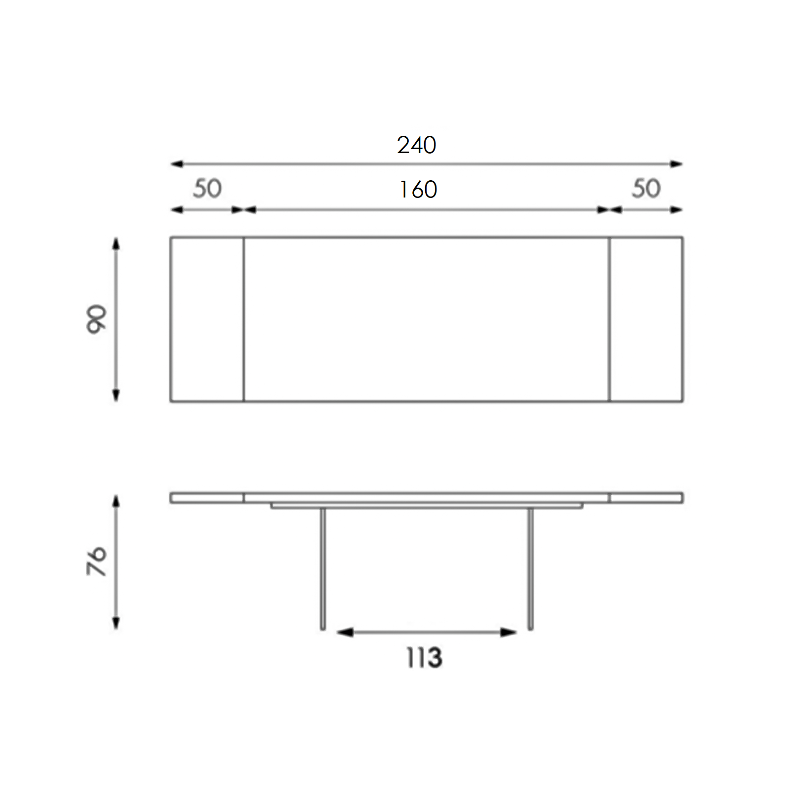 Tavolo allungabile "Fabien" in legno gambe in vetro temperato cm 160/240x90 76h