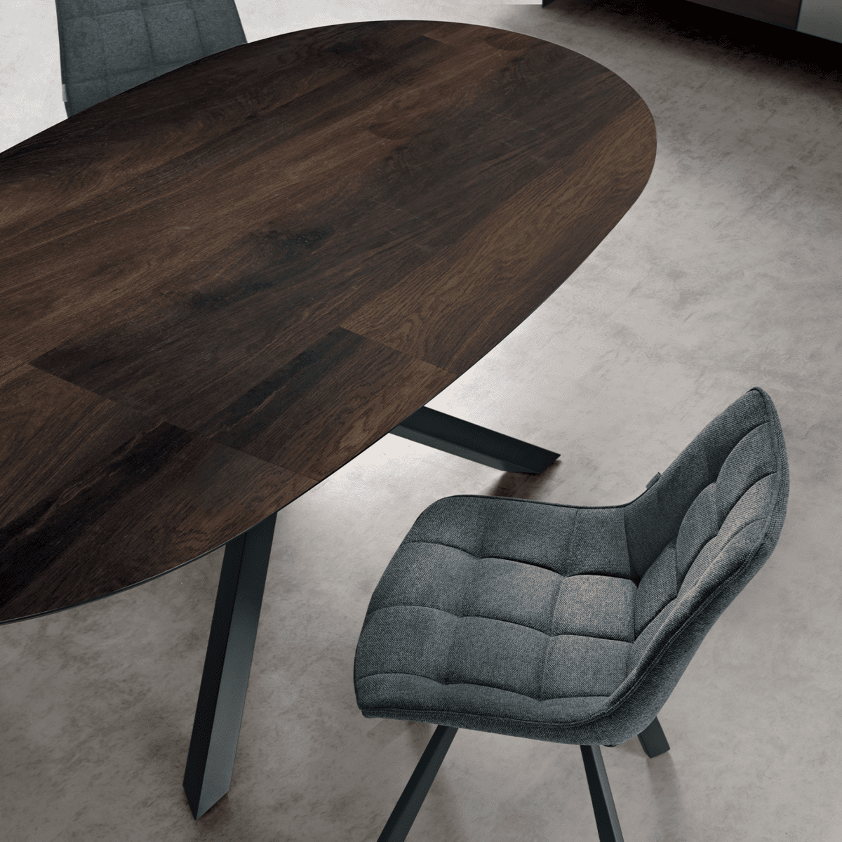 Tavolo fisso moderno da pranzo "Canyon" con base in metallo e piano in rovere cm 210x109 75h - MondoViro
