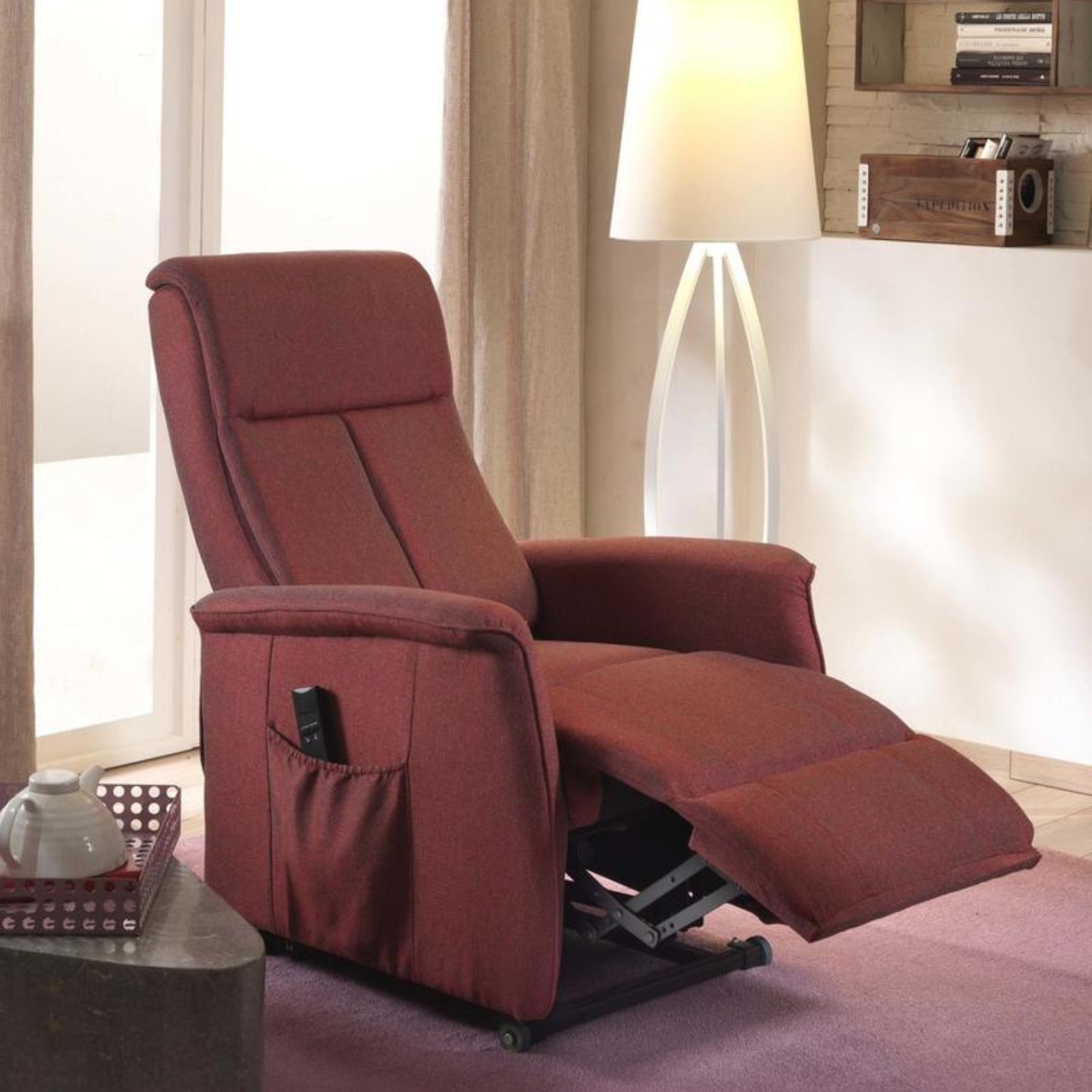 Poltrona reclinabile "Randall" funzione elevatore 2 motori cm 82x75 110h