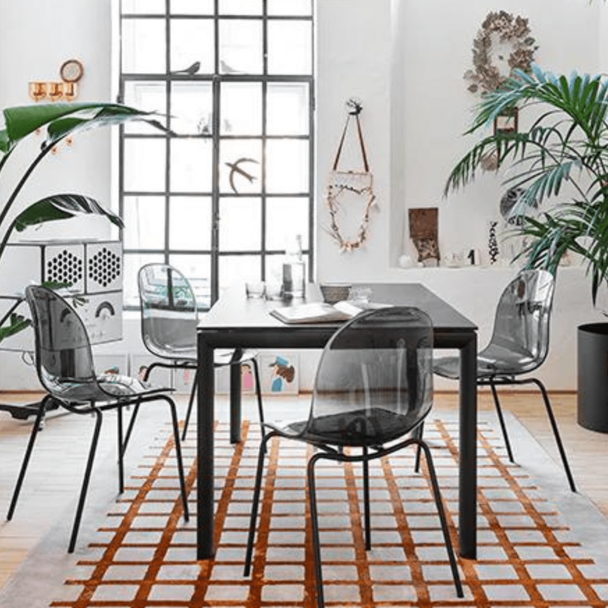 Set di sedie moderne da soggiorno "Academy" in policarbonato trasparente cm 49x51 84h - MondoViro