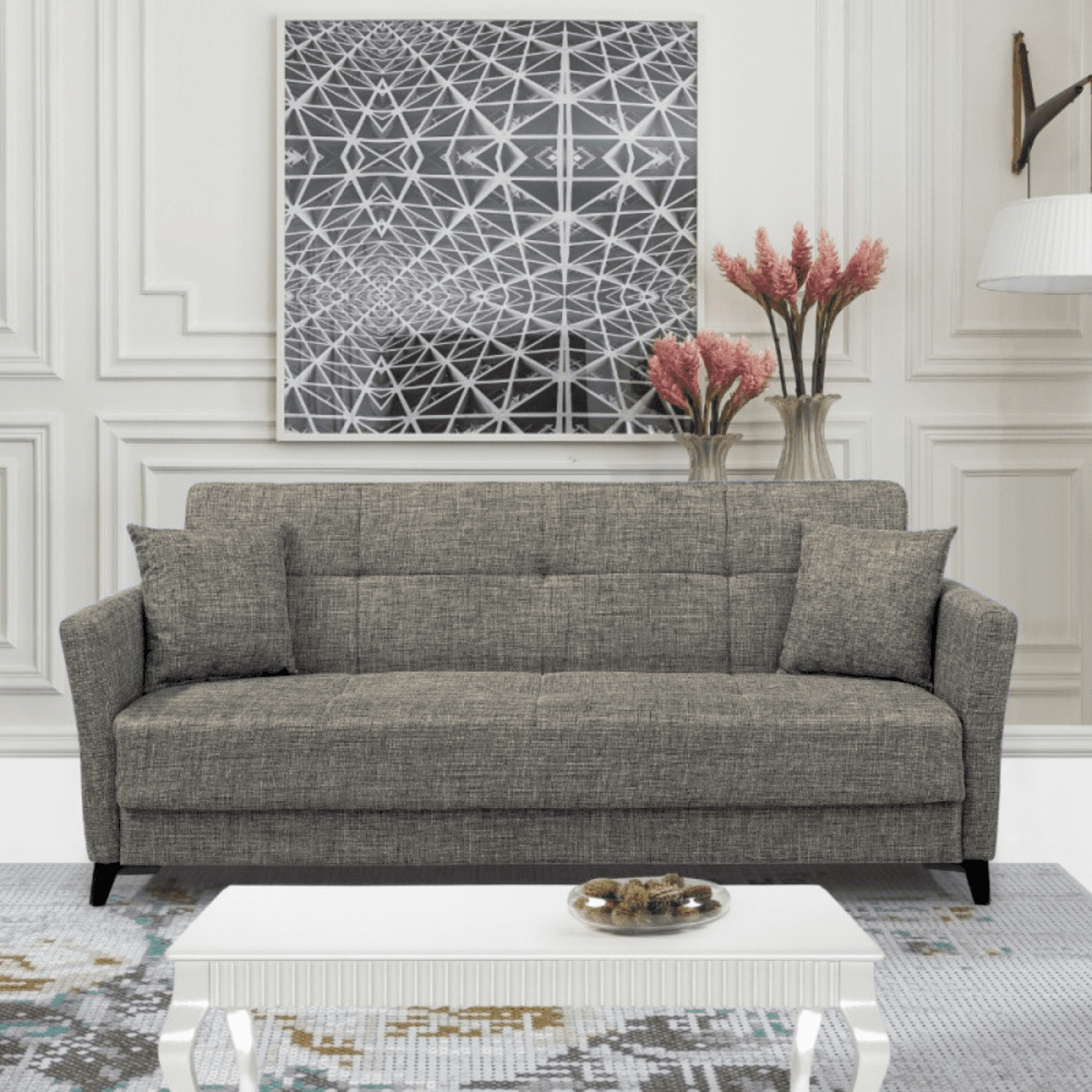 Divano prontoletto moderno "Lory" 3 posti in velluto da soggiorno cm 210x88 82h - MondoViro