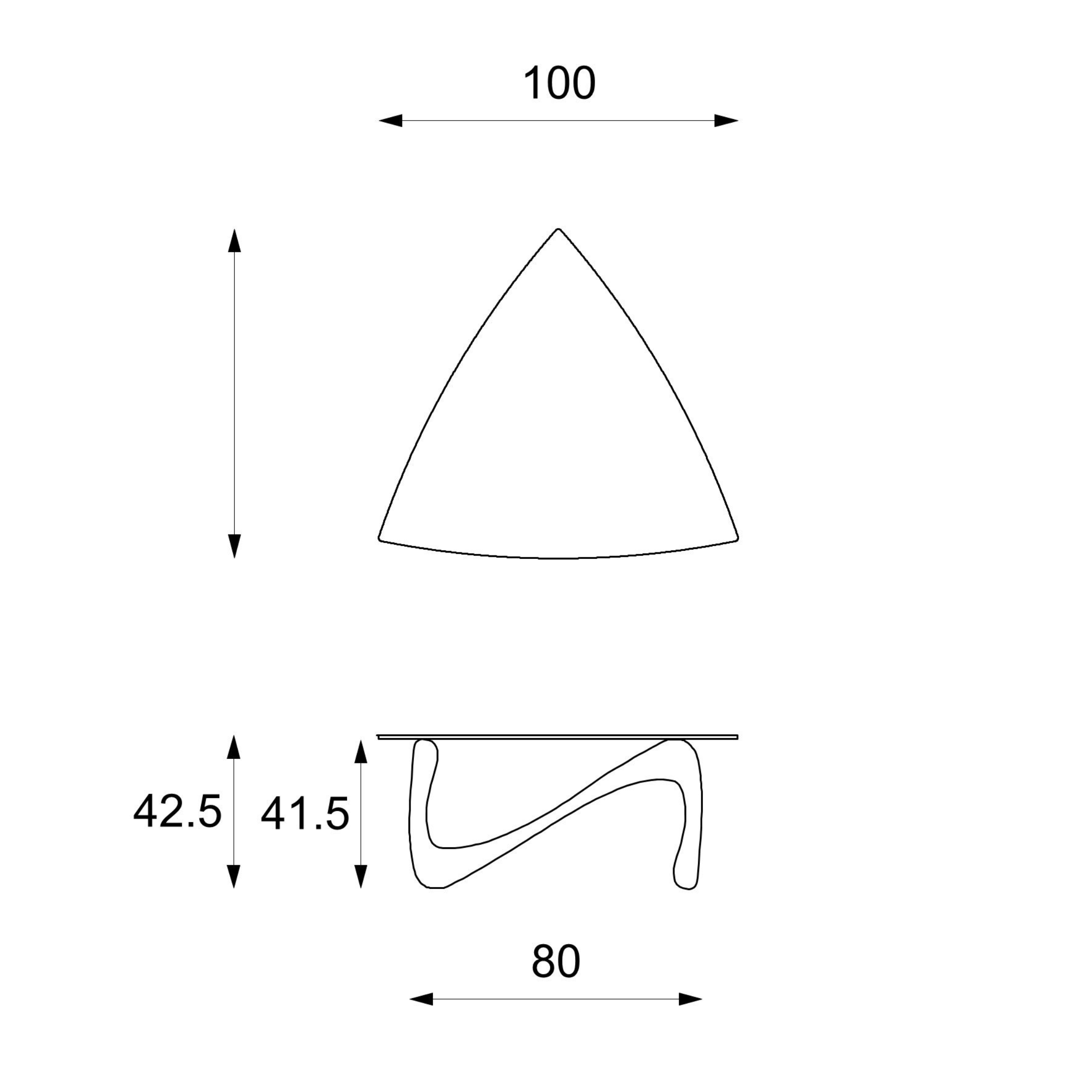 Tavolino basso in pietra fossile "Scarf" top in vetro temperato cm 100x100 42,5h
