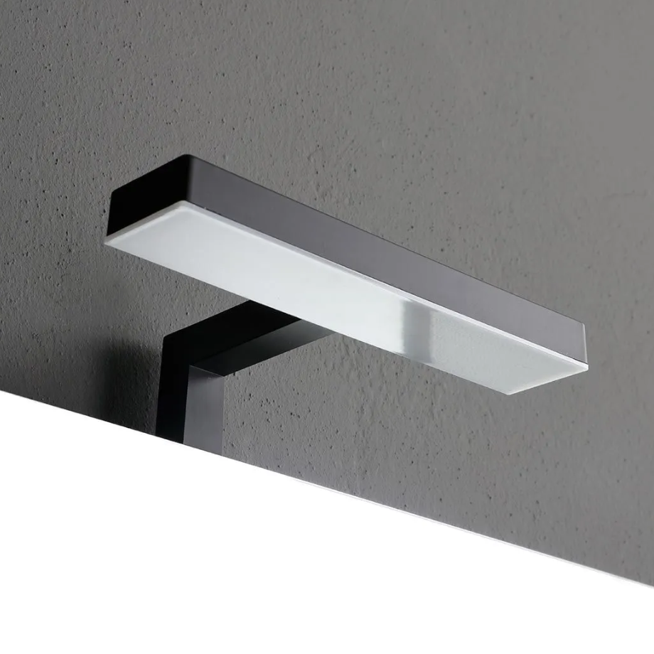 Mobile bagno sospeso 2 cassetti "Berlino80" color rovere con lavabo nero e specchio