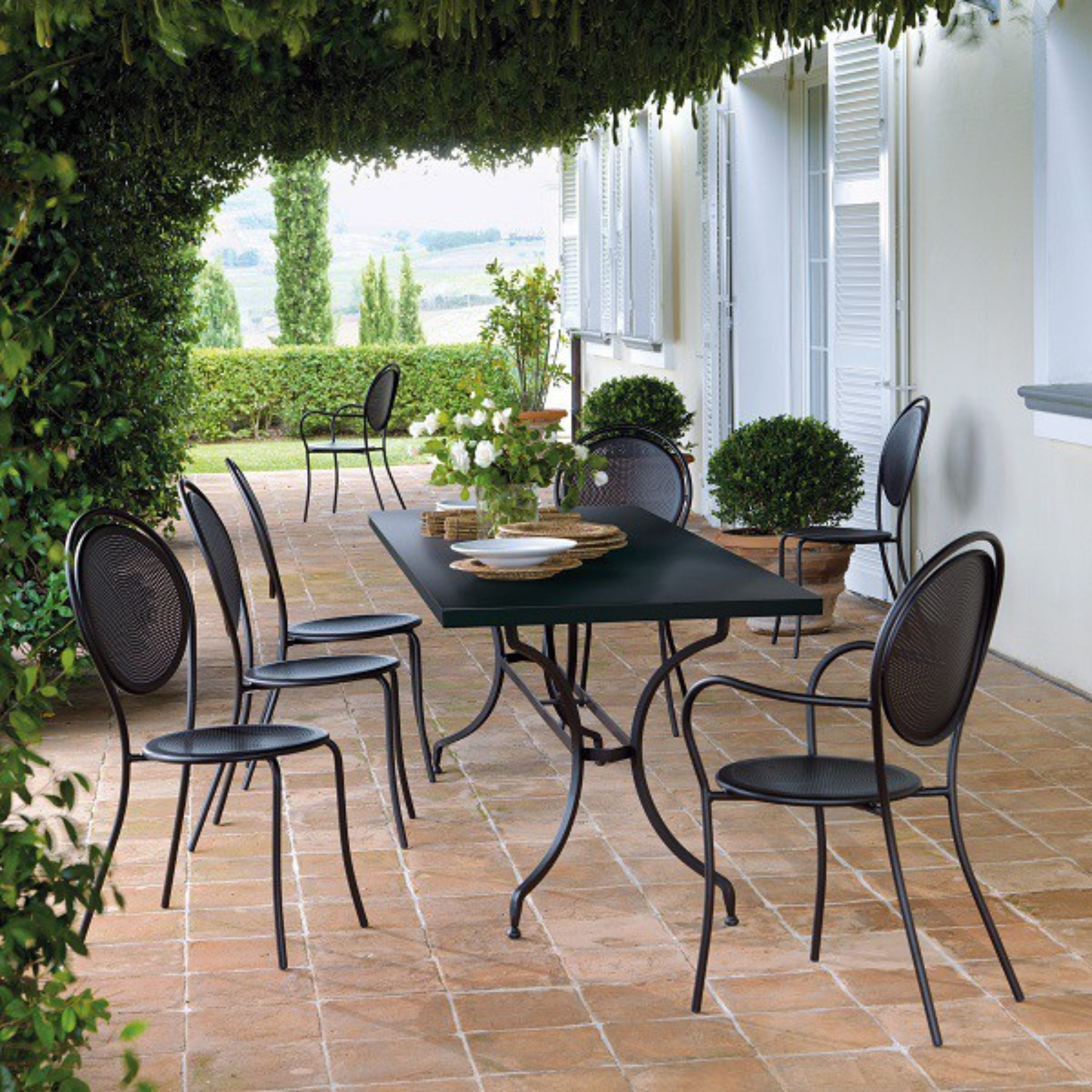 Tavolo rettangolare da pranzo in metallo zincato "Tosca" per giardino cm 180x90 75h