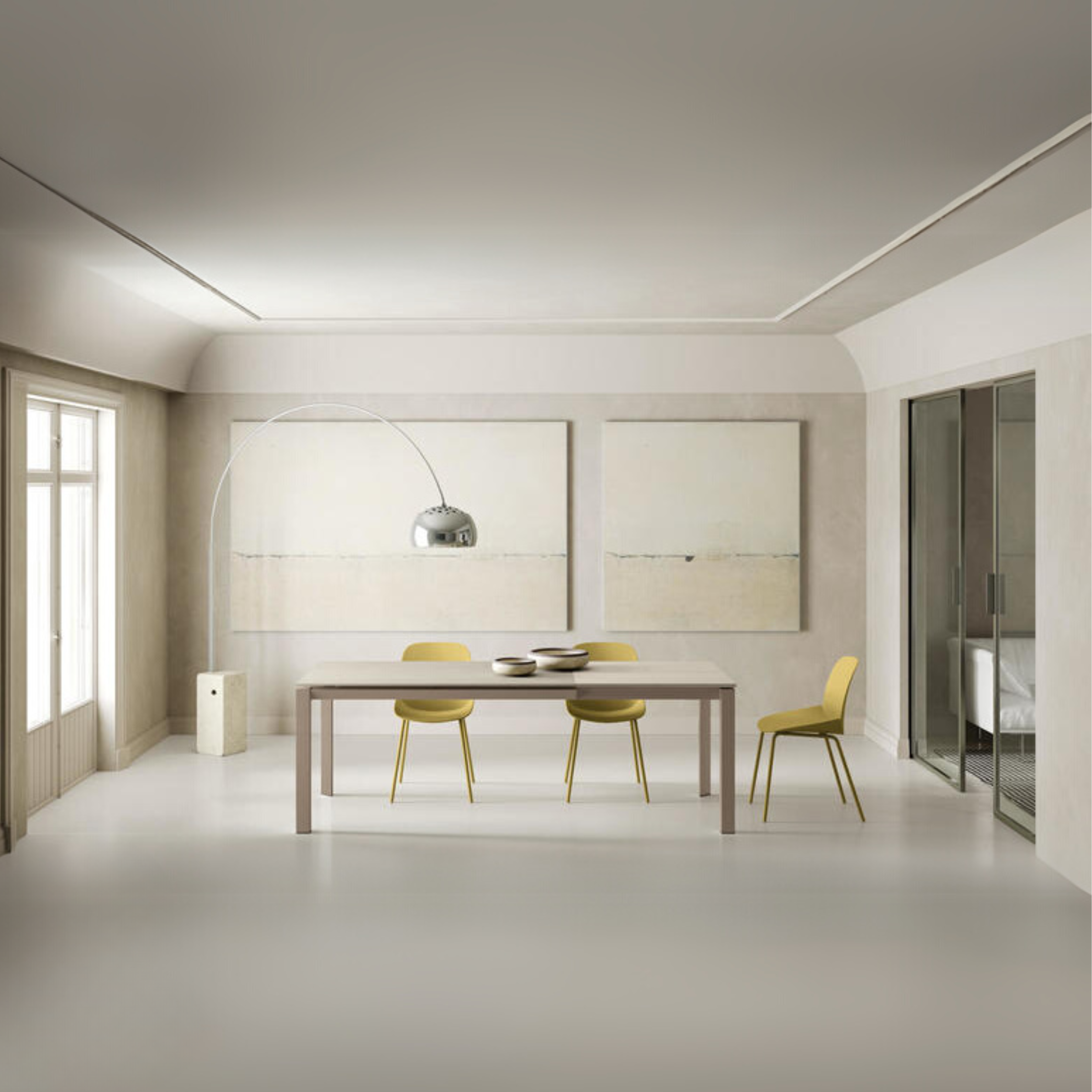 Tavolo allungabile moderno "Filo 24" piano in ceramica gambe in alluminio cm 140/220x90 75h