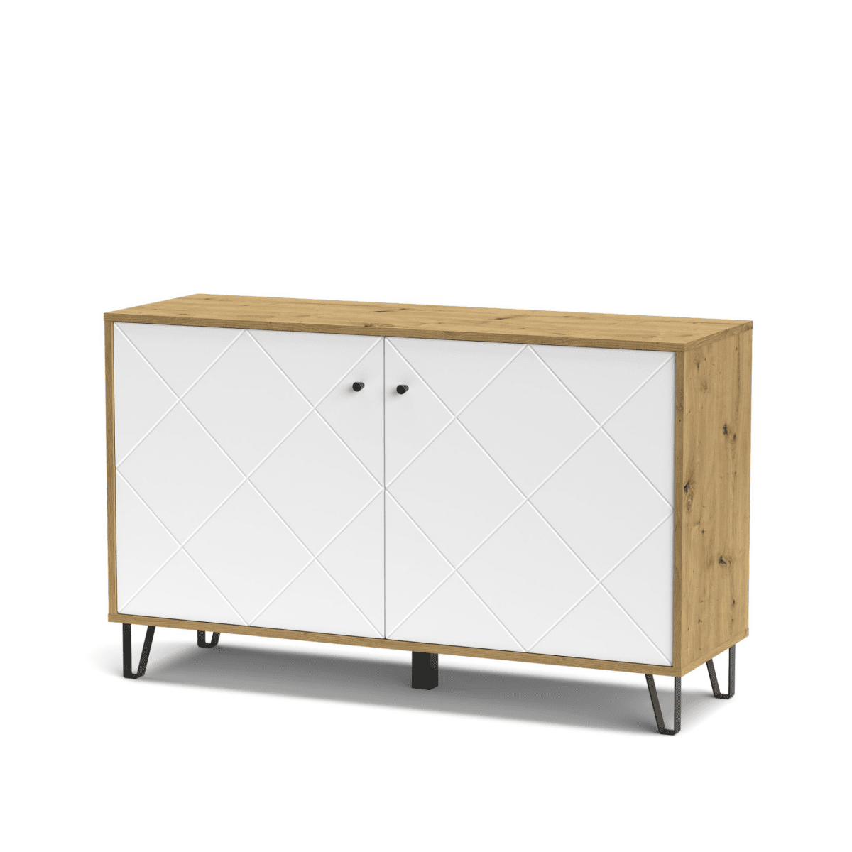 Set mobili da soggiorno "Living Bollo" in legno rovere artisan e bianco - MondoViro