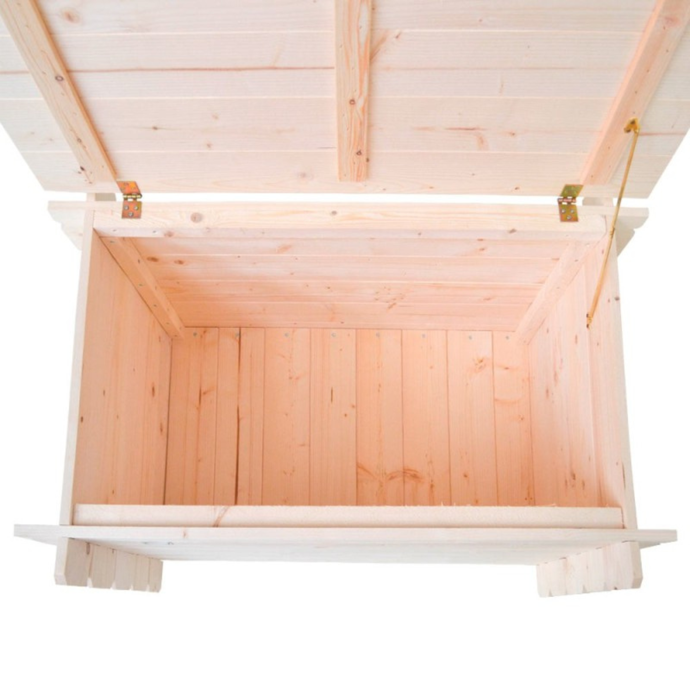 Cassapanca in legno naturale "Giunone" da giardino apertura a battente cm 98x60 54h