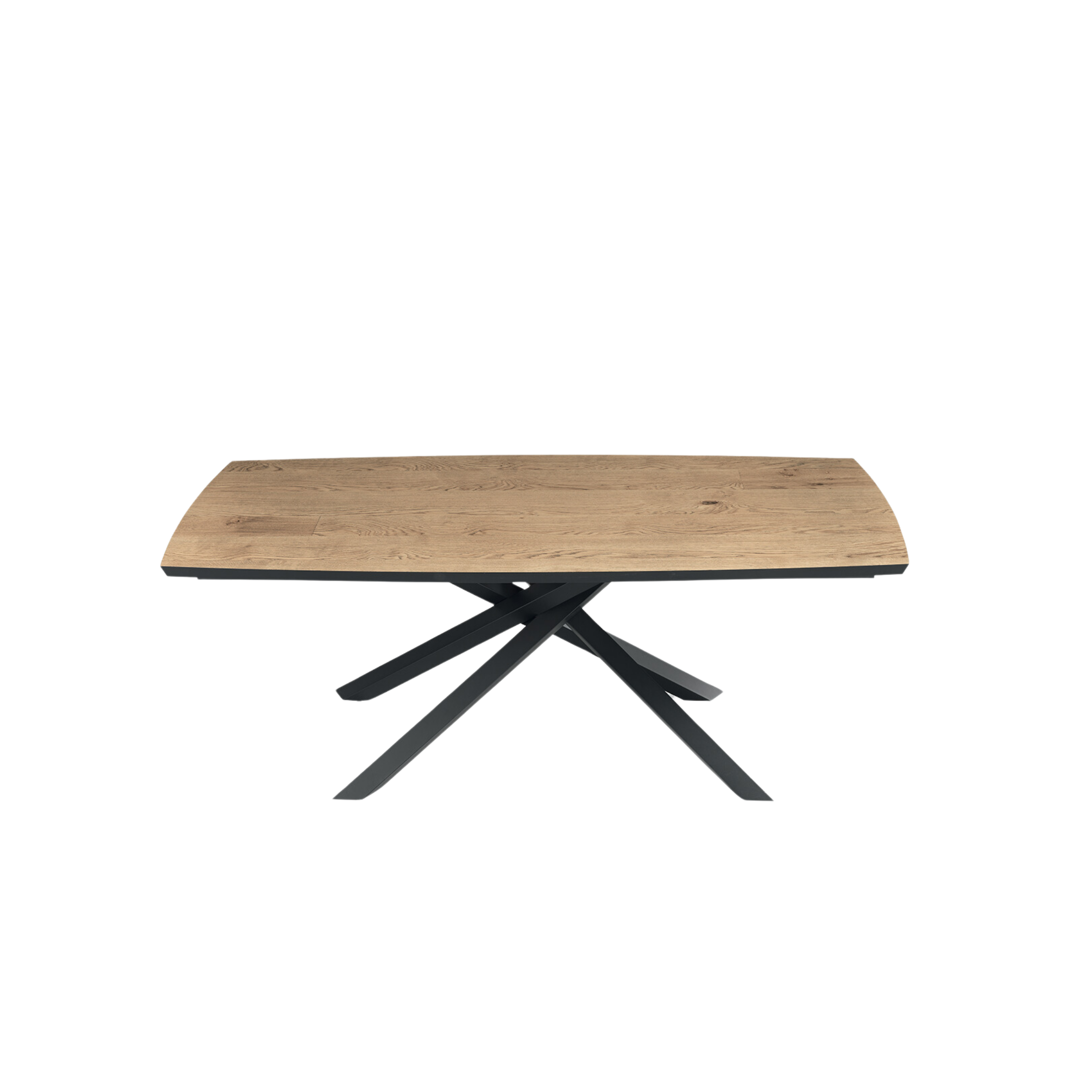 Tavolo moderno fisso da pranzo "Alan" con base in metallo e piano in rovere