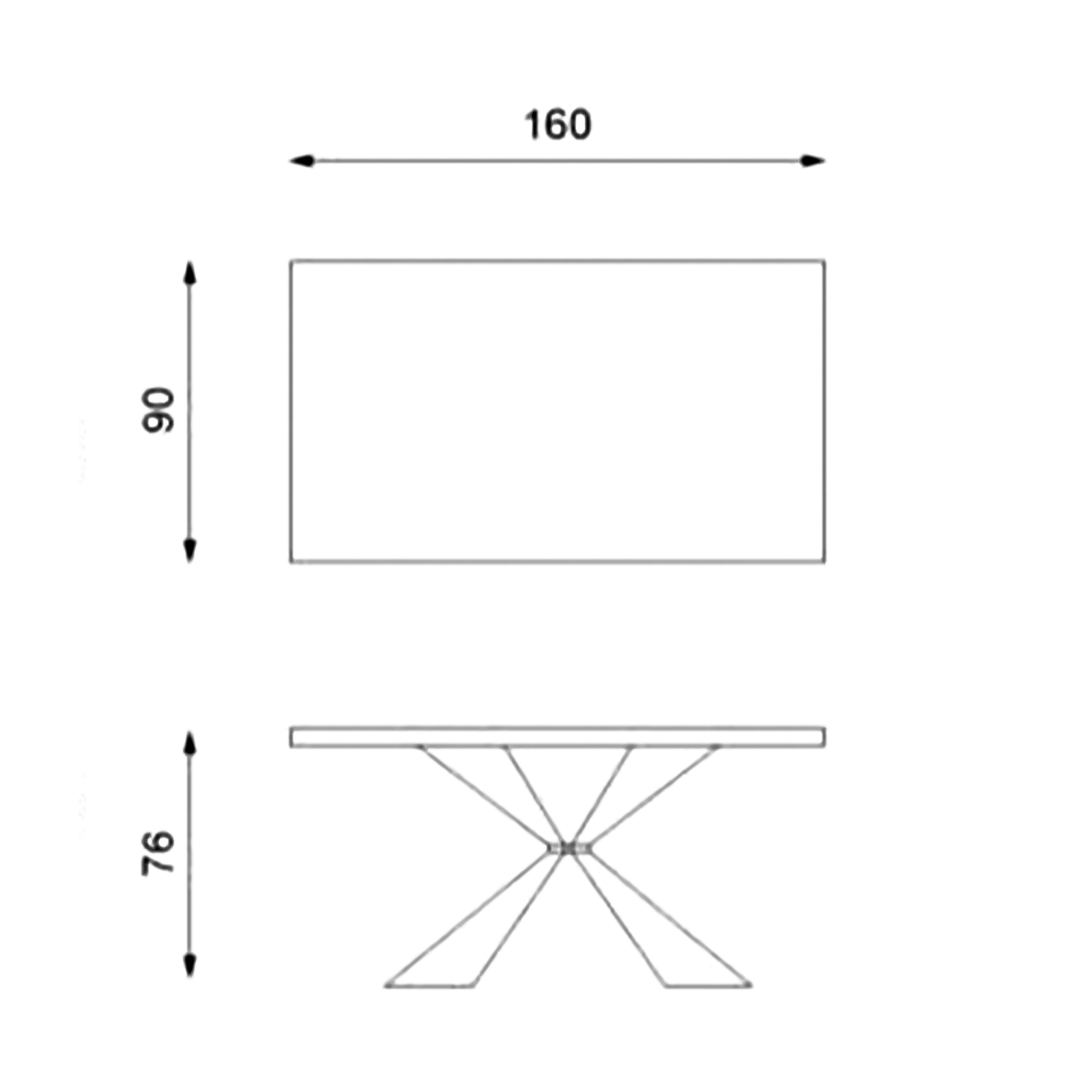 Tavolo fisso piano in legno "Nilo" gambe in metallo cm 160x90 76h