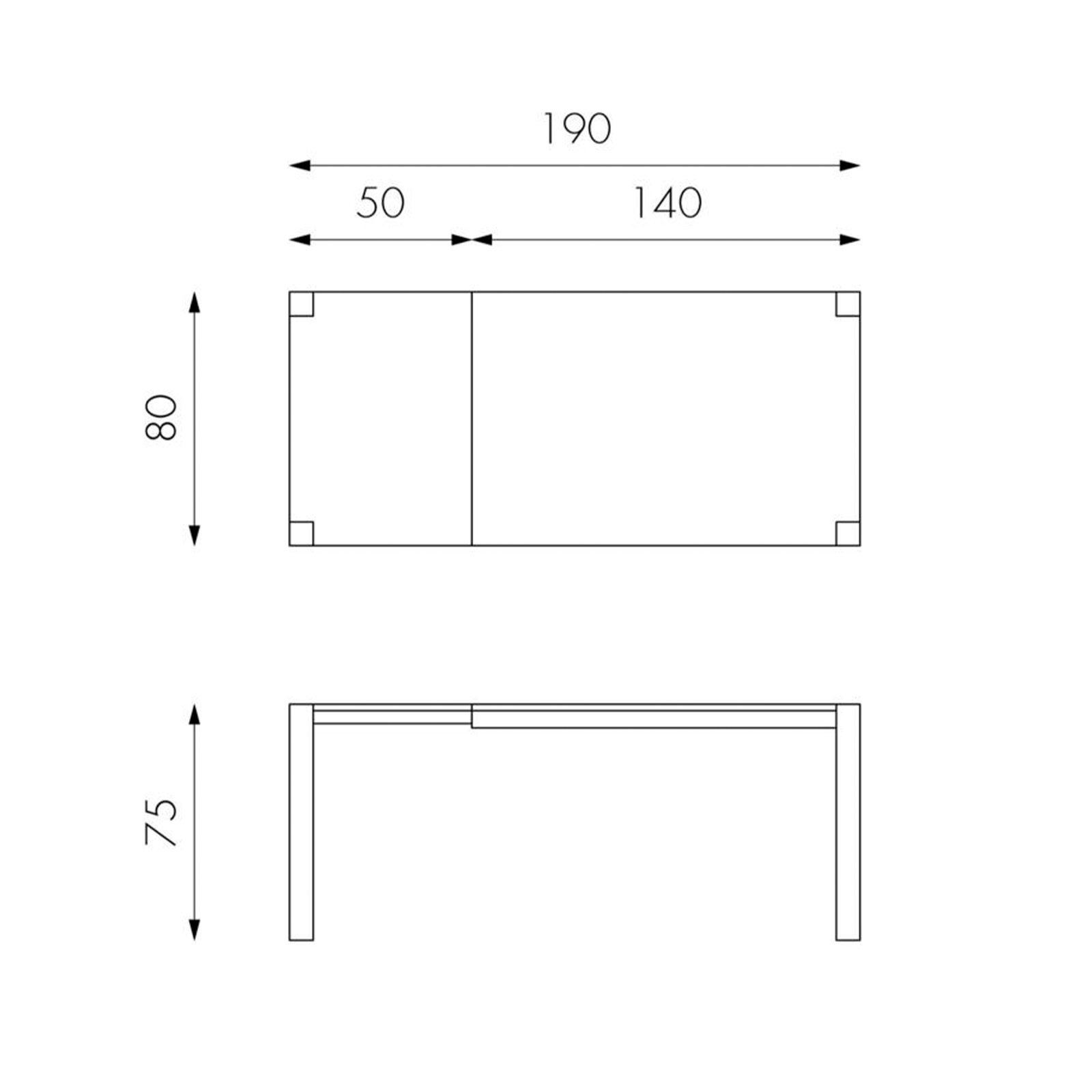 Tavolo allungabile "Spike" piano e gambe in legno 6 posti cm 140/190x80 75h