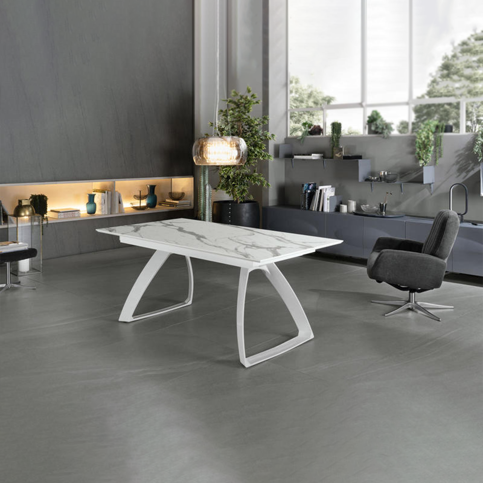 Tavolo allungabile "Hugo" piano in HPL gambe in alluminio 10 posti cm 270x90 76h