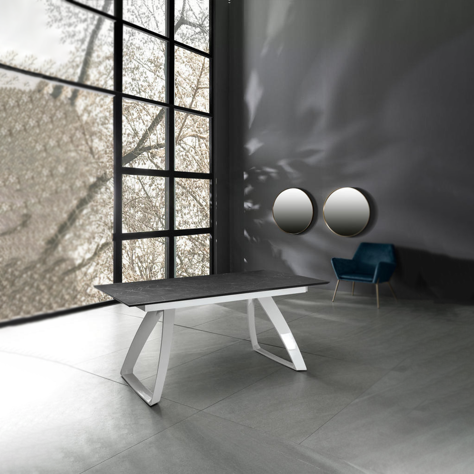 Tavolo allungabile "Hugo" piano in HPL gambe in alluminio 10 posti cm 270x90 76h