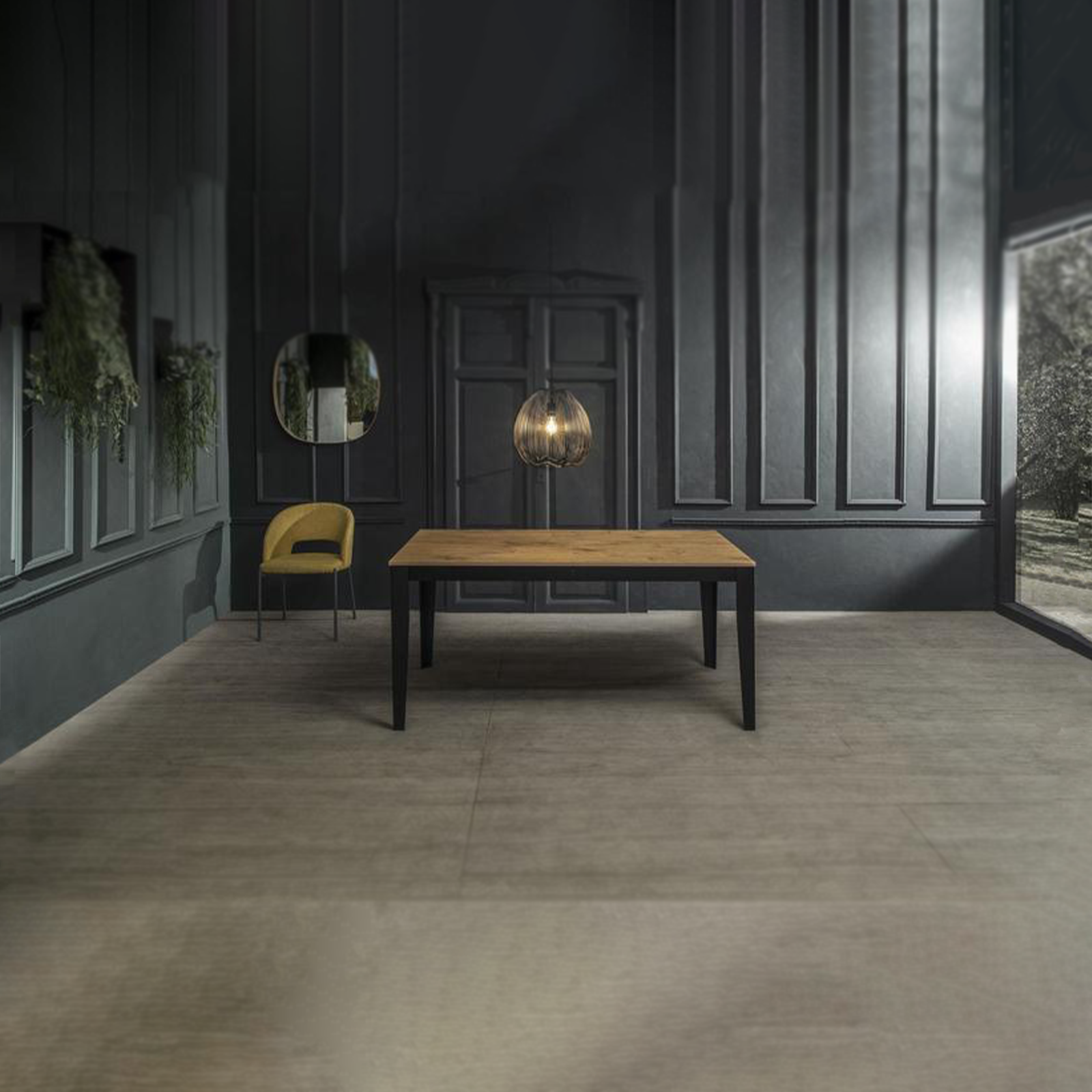 Tavolo allungabile "Blanche" piano melaminico gambe in metallo cm 130/290x80 76h