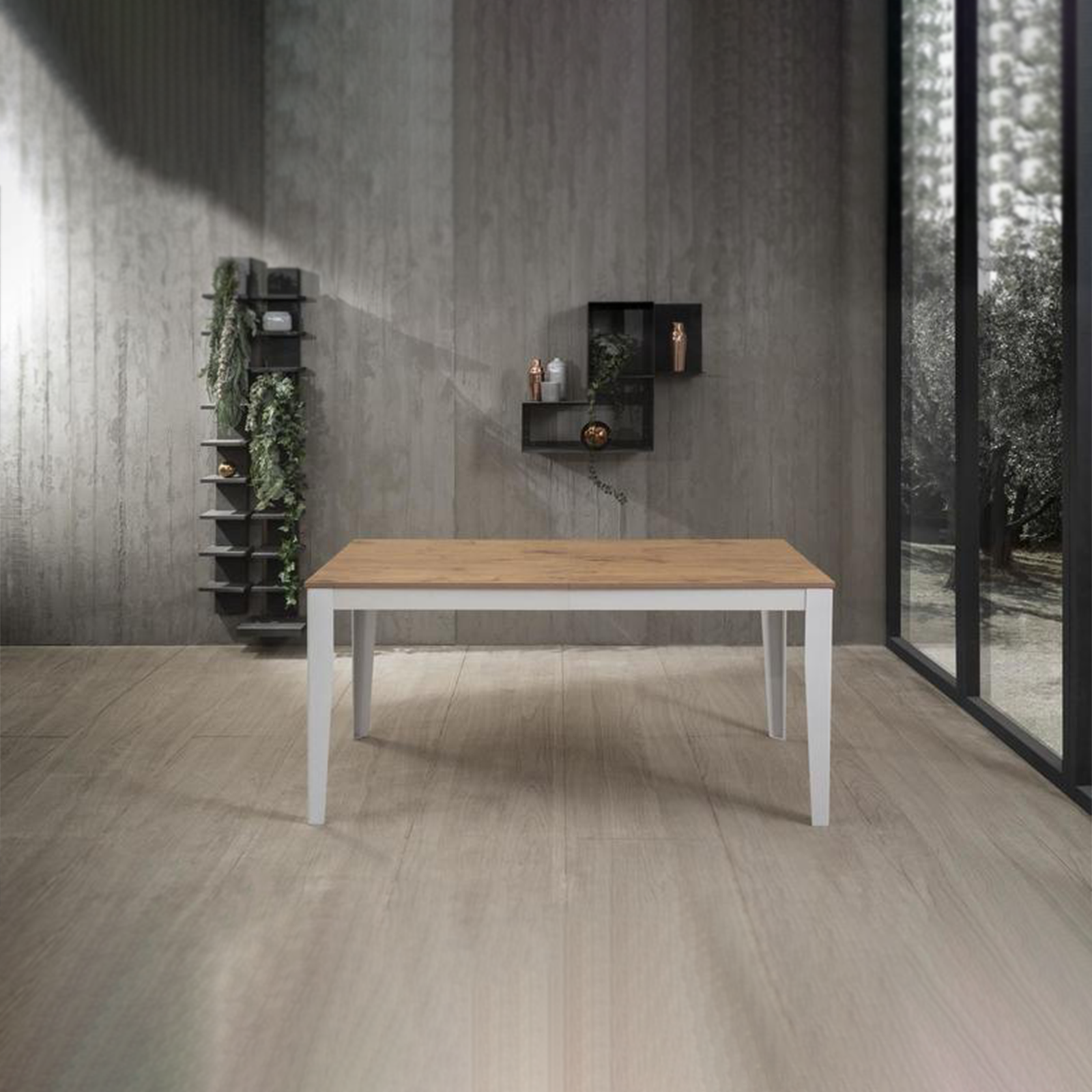 Tavolo allungabile "Blanche" piano melaminico gambe in metallo cm 130/290x80 76h