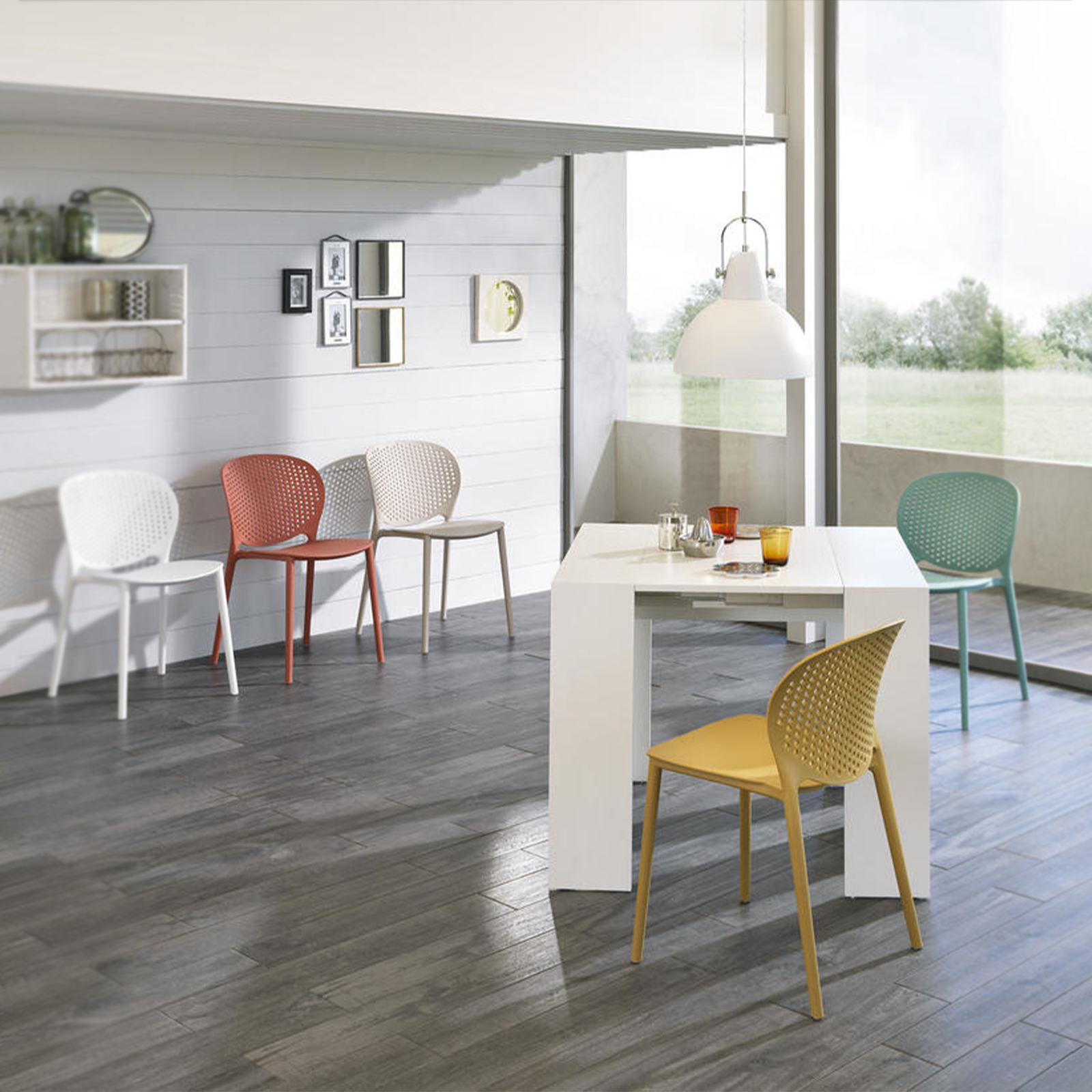 Tavolo allungabile consolle "Pinocchio" in legno laccato 10 posti cm 43/302x90 76h