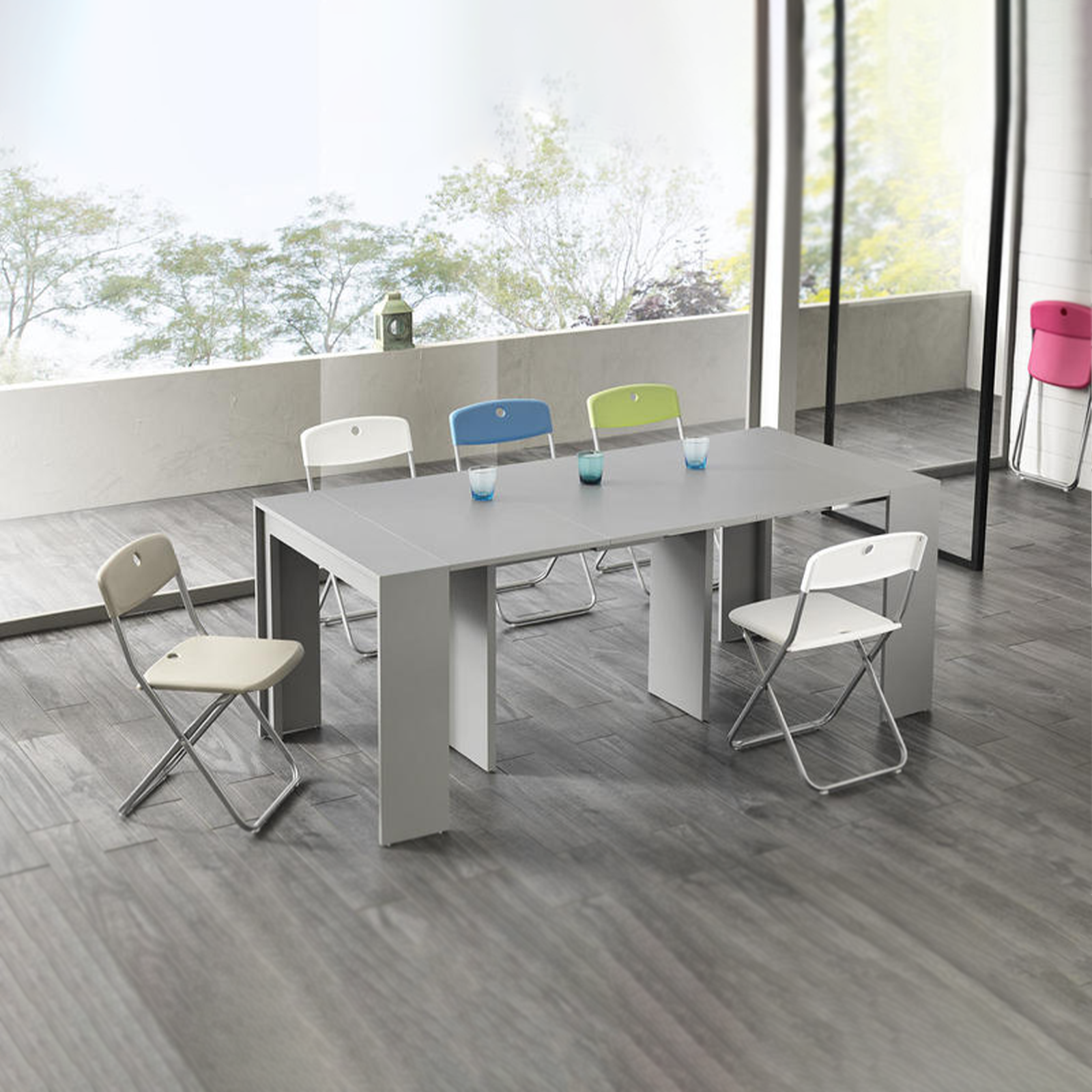 Tavolo allungabile consolle "Pinocchio" in legno laccato 10 posti cm 43/302x90 76h