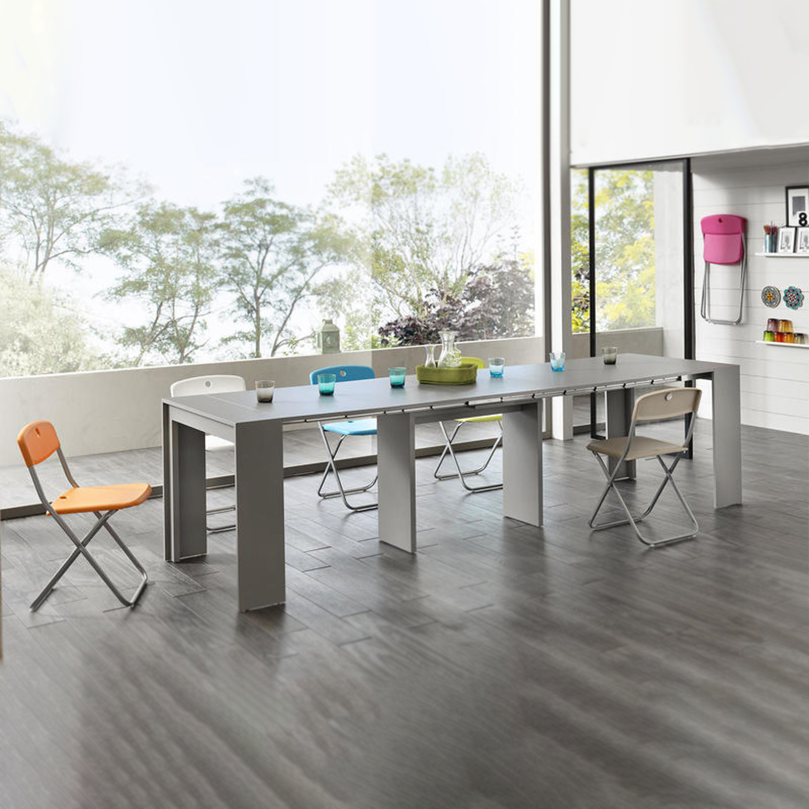 Tavolo allungabile consolle "Pinocchio" in legno laccato 10 posti cm 43/302x90 76h