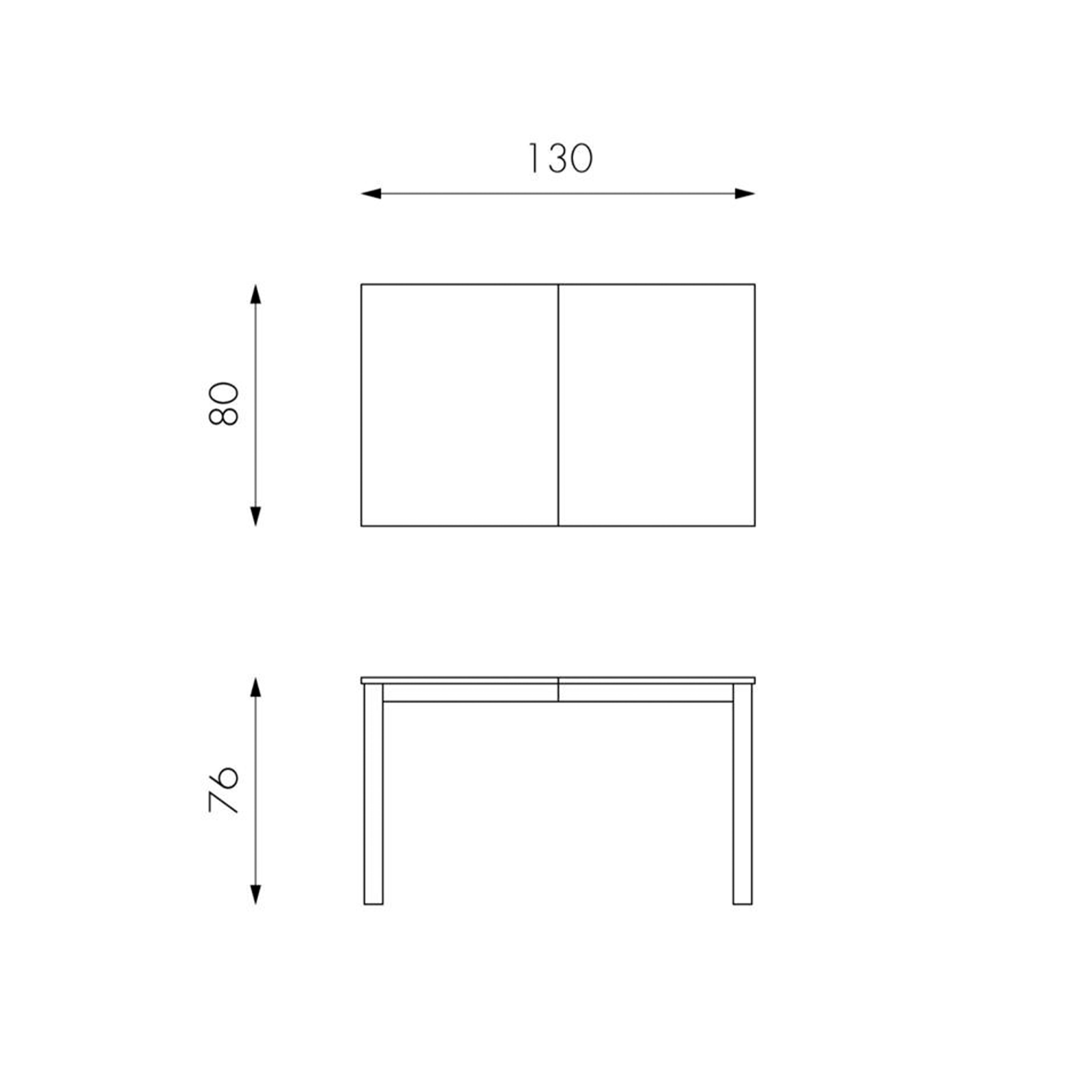 Tavolo allungabile "Creta" piano melaminico gambe in legno massello cm 130/210x80 76h