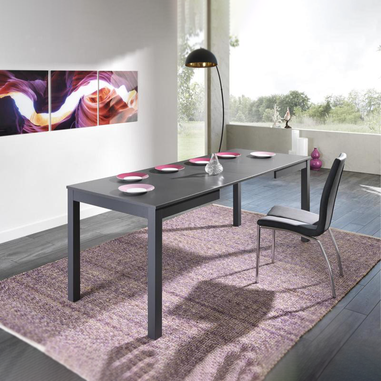 Tavolo allungabile "Creta" piano melaminico gambe in legno massello cm 130/210x80 76h