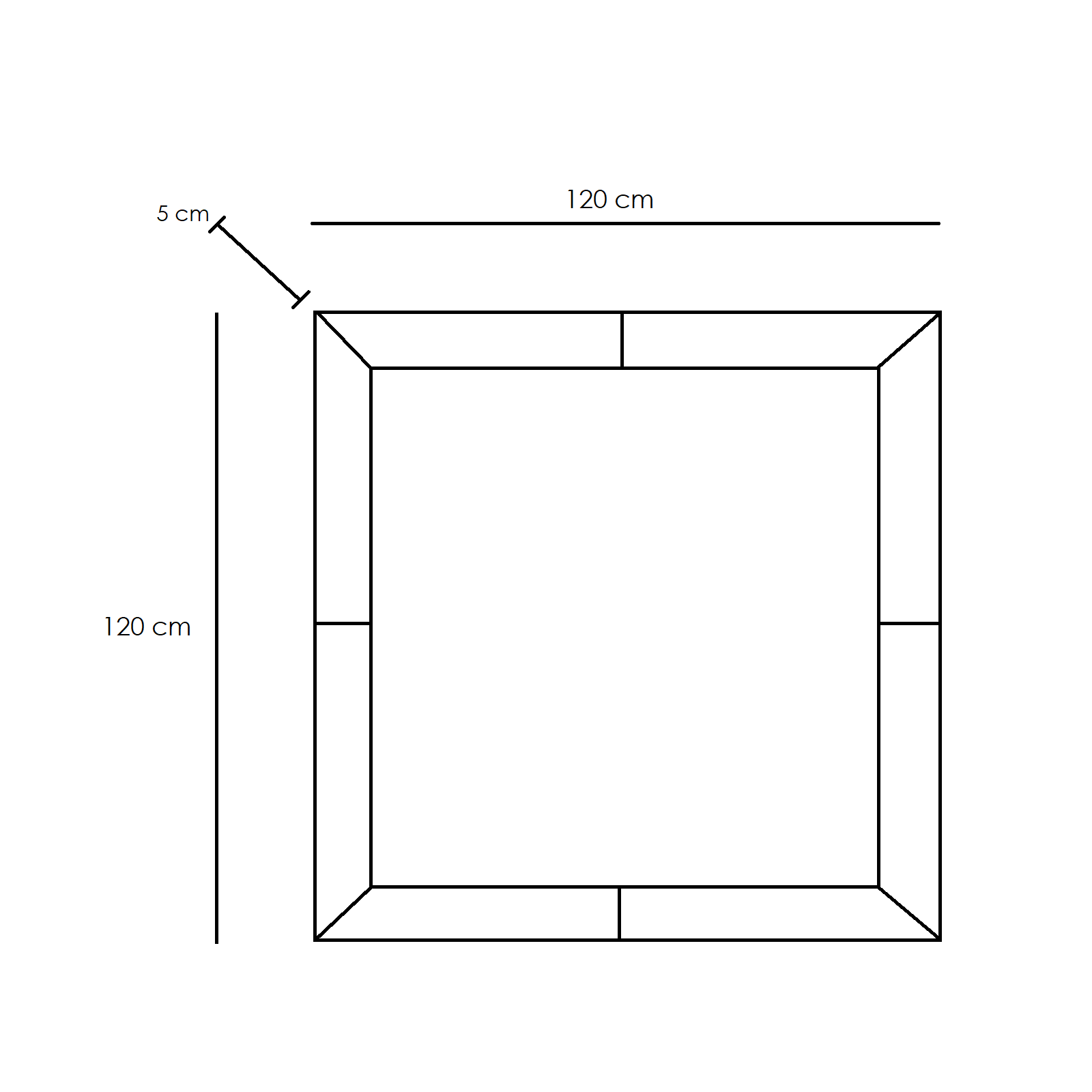 Specchio da parete quadrato "Robin" con cornice specchiata dorata cm 120x5 120h