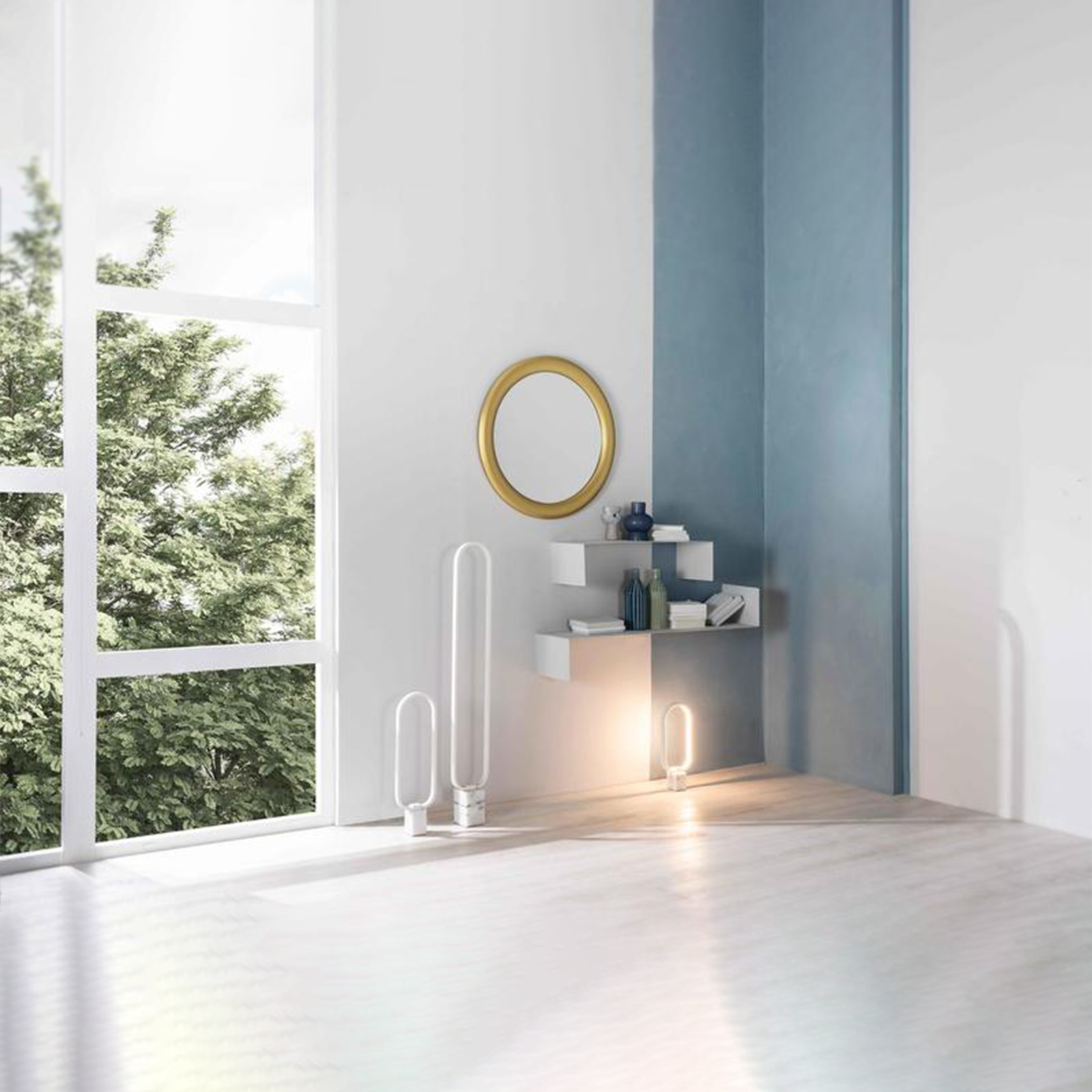 Specchio da parete "Inès" cornice in legno dorata ovale cm 80x6 80h