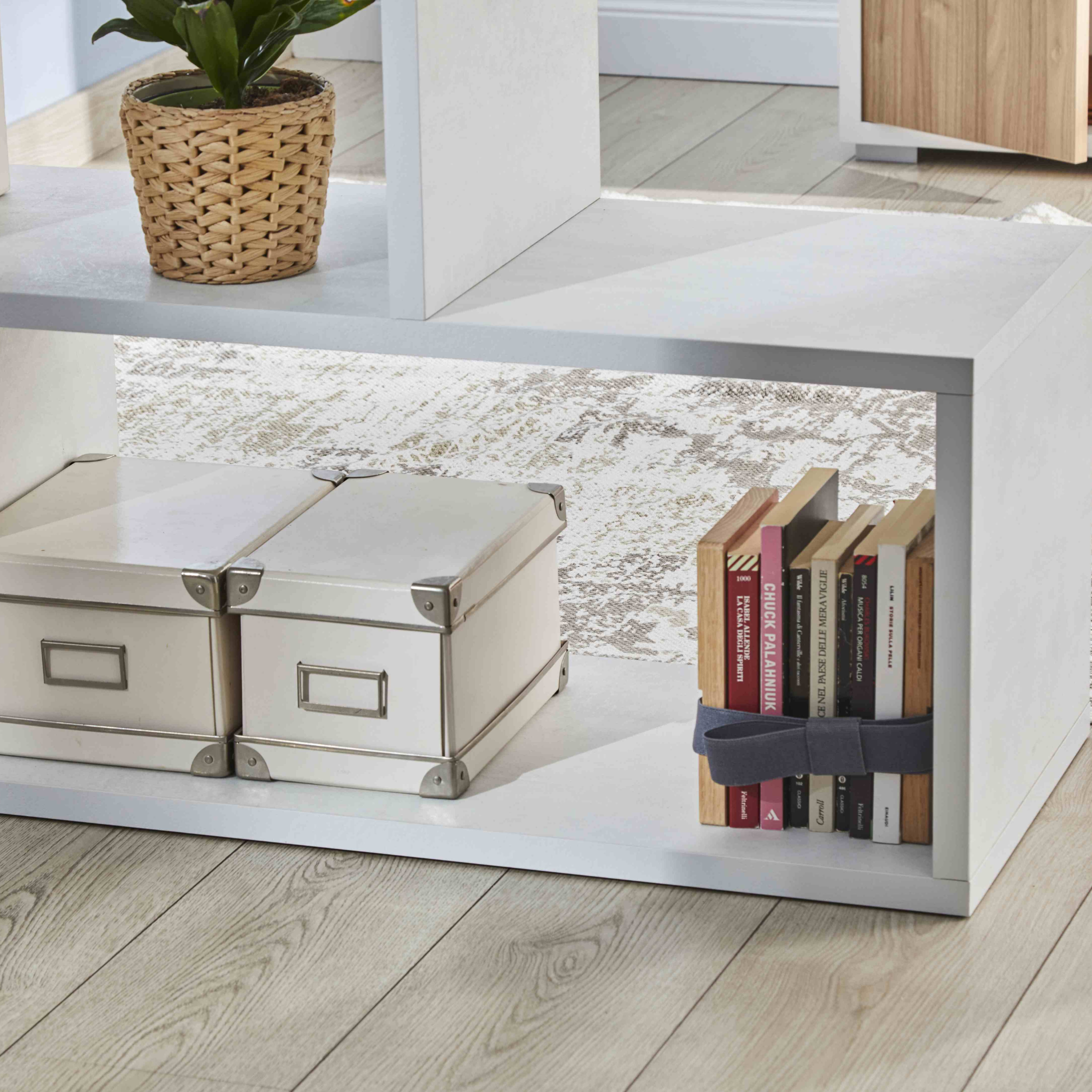 Libreria scala in legno "Sapienza" 4 livelli elegante cm 150x38 144h