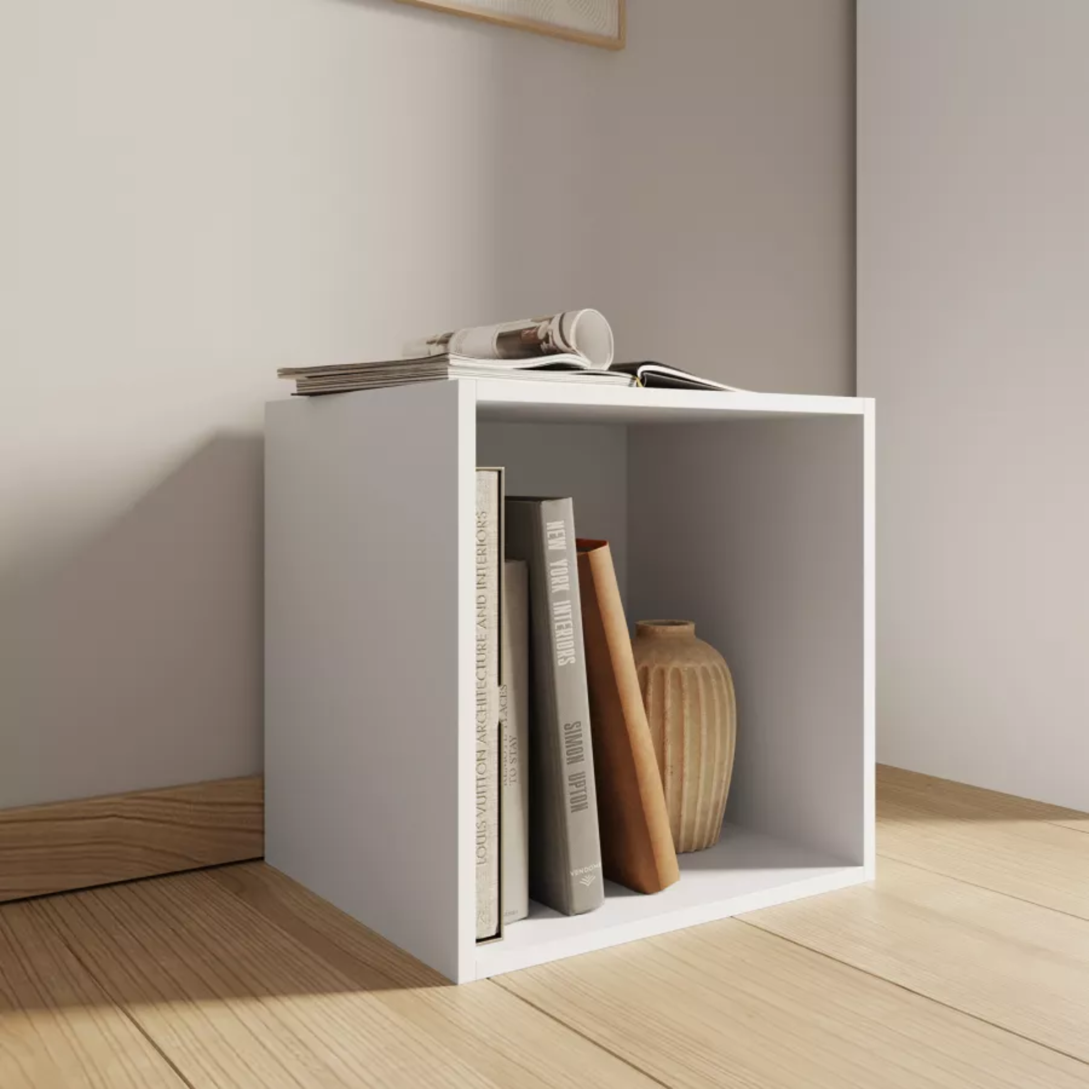 Mensola a giorno colorata "Cubo" in legno cm 35x35 29h