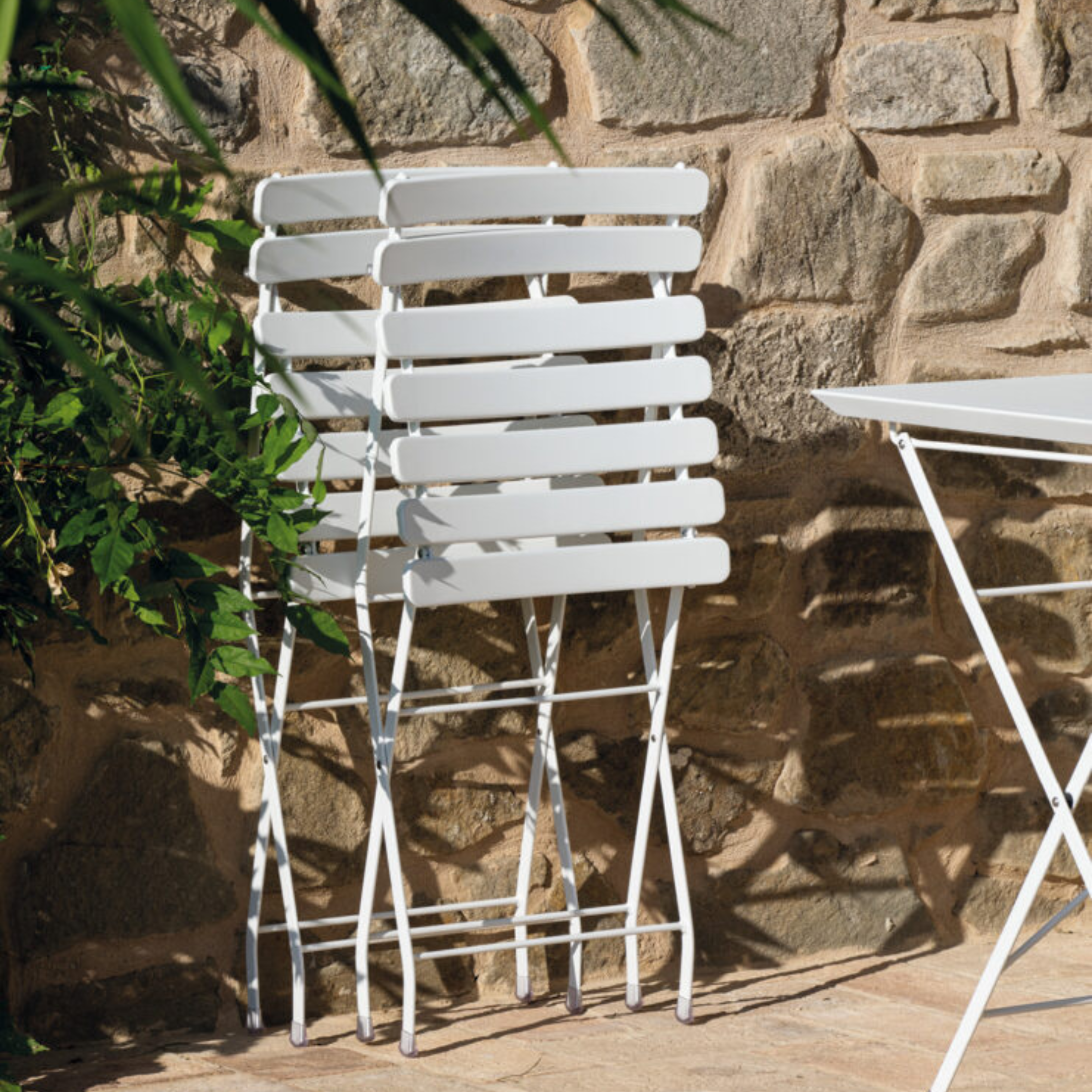Set di sedie moderne pieghevoli "Step" in metallo verniciato da giardino