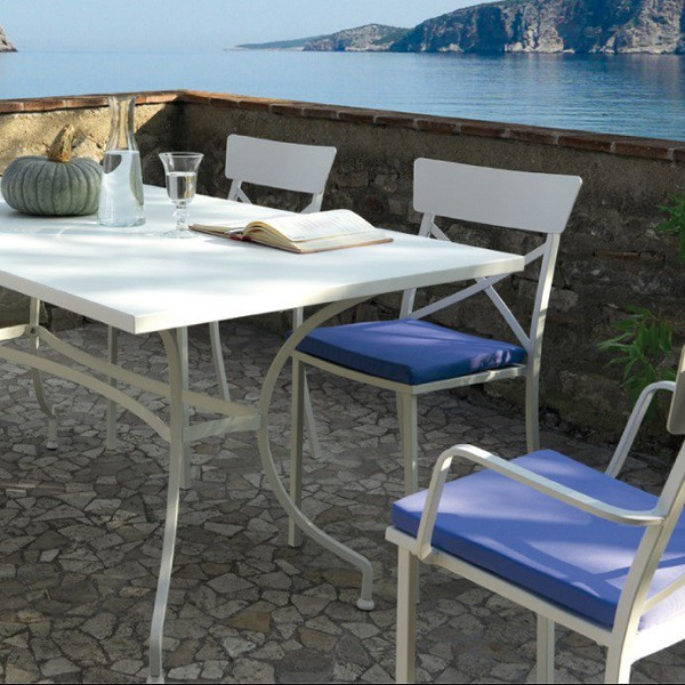 Tavolo rettangolare da pranzo in metallo zincato "Tosca" per giardino cm 180x90 75h