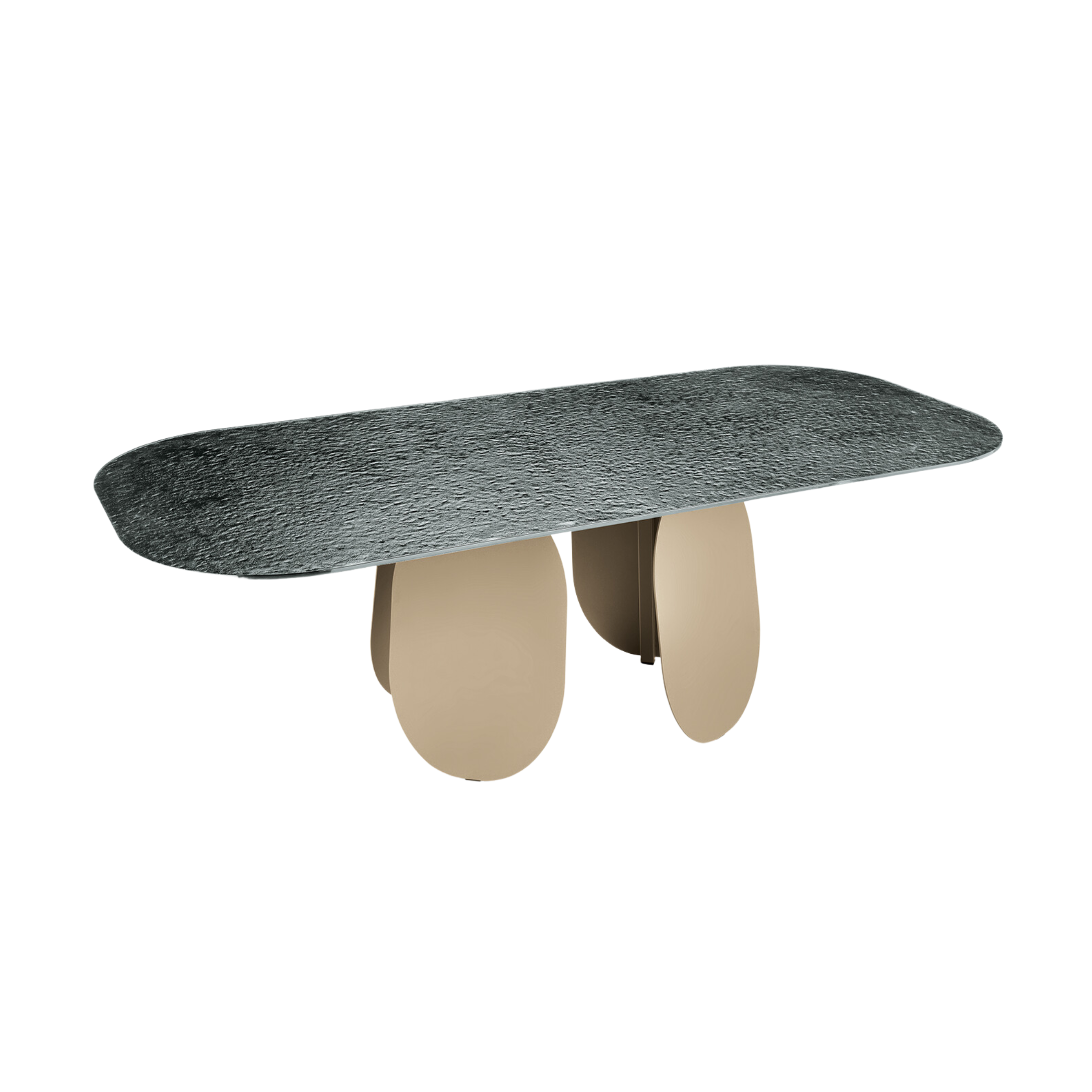 Tavolo fisso da pranzo moderno "Monroe" con piano in vetro martellato