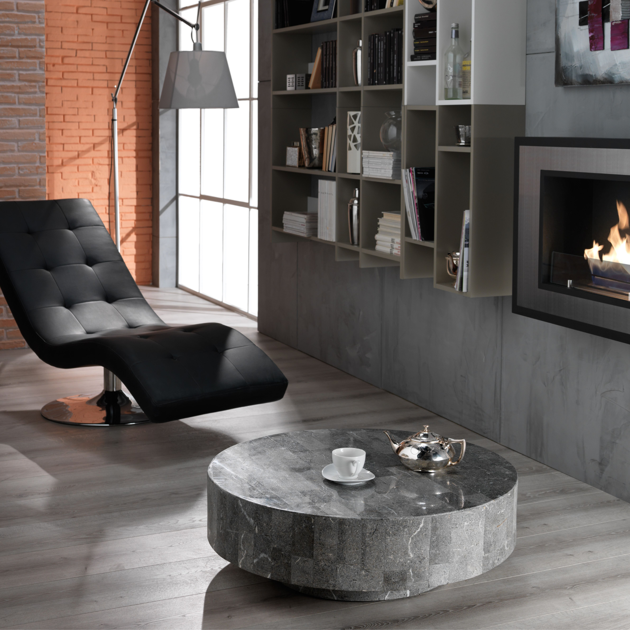 Tavolino basso da caffè in pietra fossile "Cleopas" cm 85x85 28h