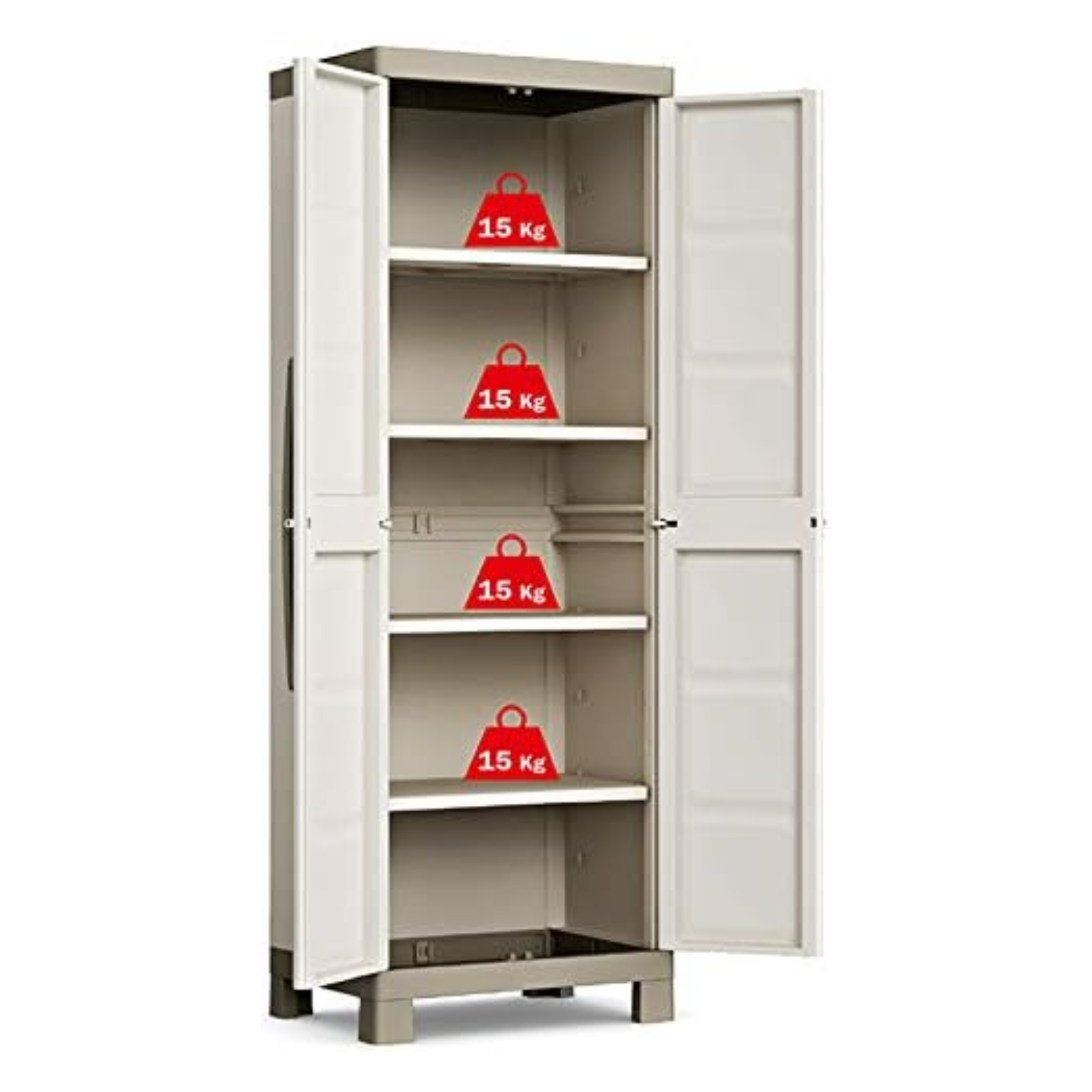 Armadio in resina da giardino "Bacau" con ripiani interni e piedini rialzati